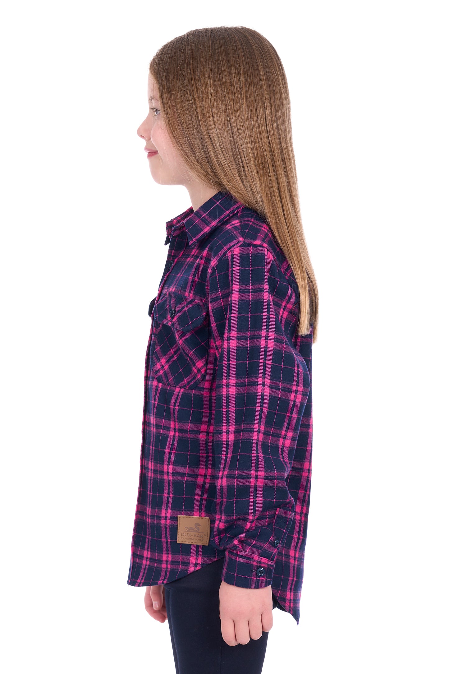 Dux Bak Girl’s Sybel Thermal Long Sleeve Shirt - Pink/Navy
