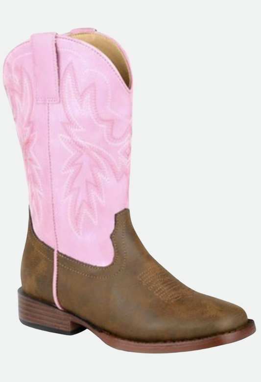 Roper Little Girls' Gretchen Cowgirl Western Boots - Pink Tan