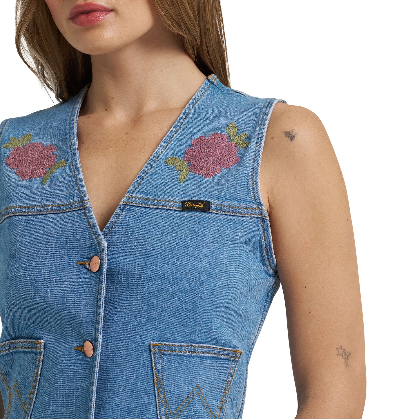 Wrangler® Lainey Wilson Embroidered Denim Vest
