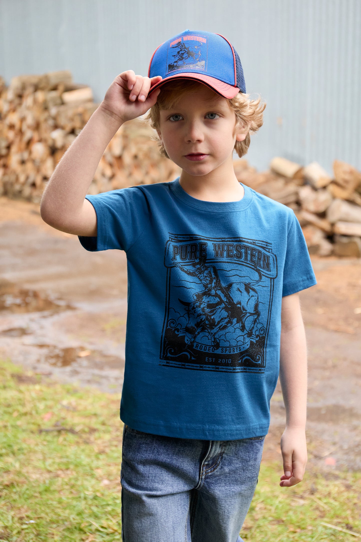 Pure Western Boy’s Rodeo Short Sleeve Tee – Denim