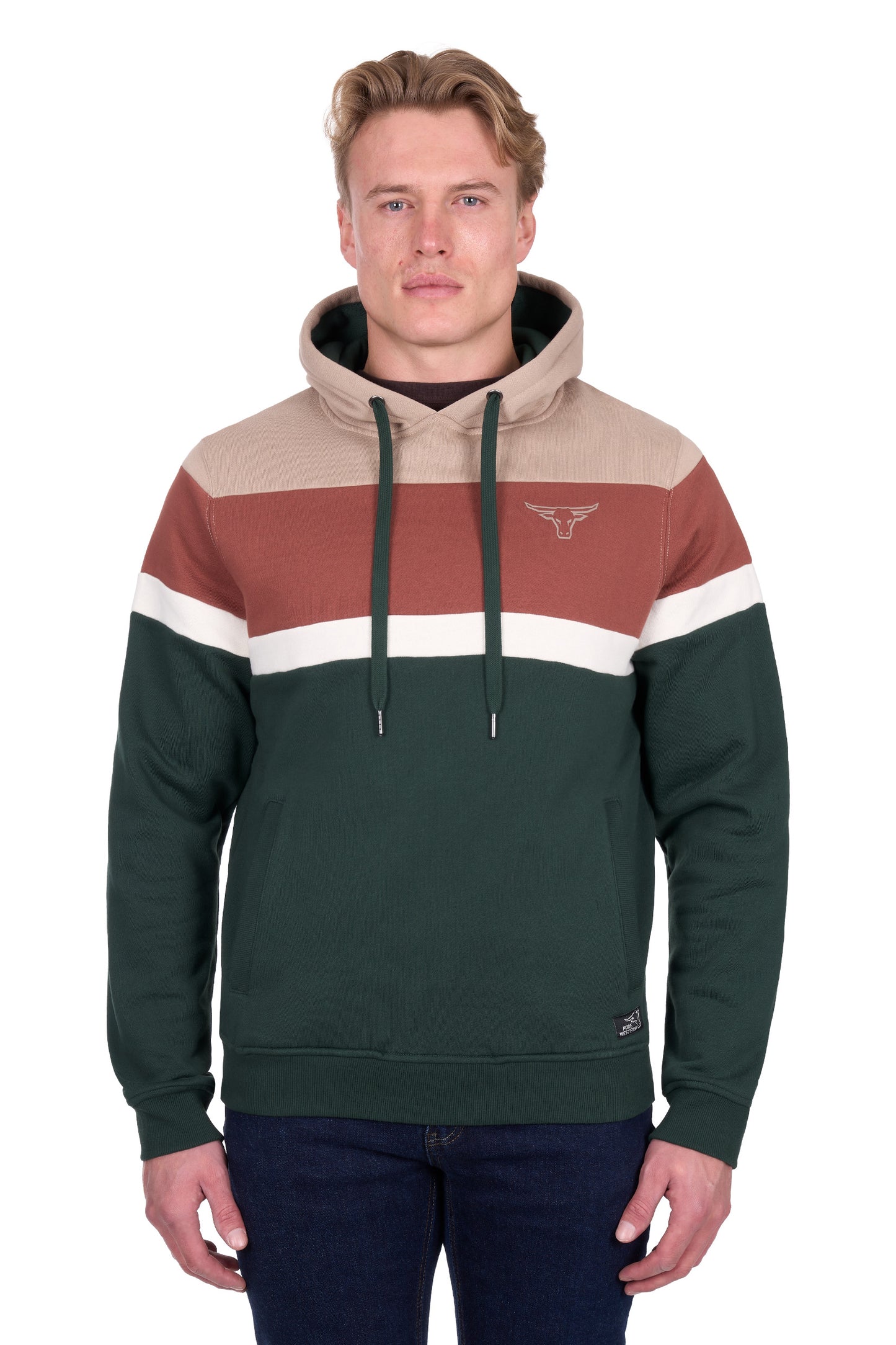 Pure Western Men’s Harry Pullover Hoodie – Green/Multi