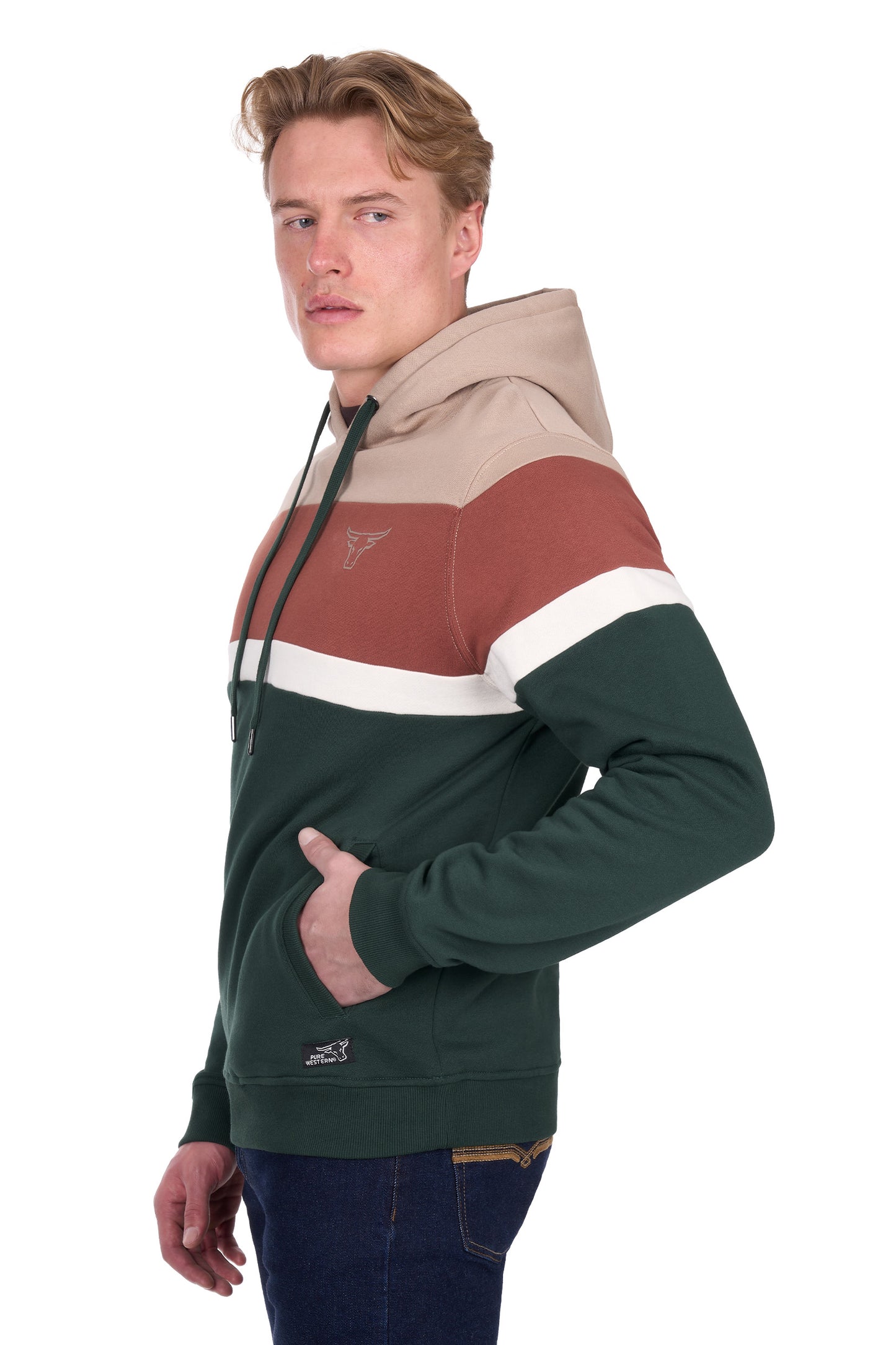 Pure Western Men’s Harry Pullover Hoodie – Green/Multi