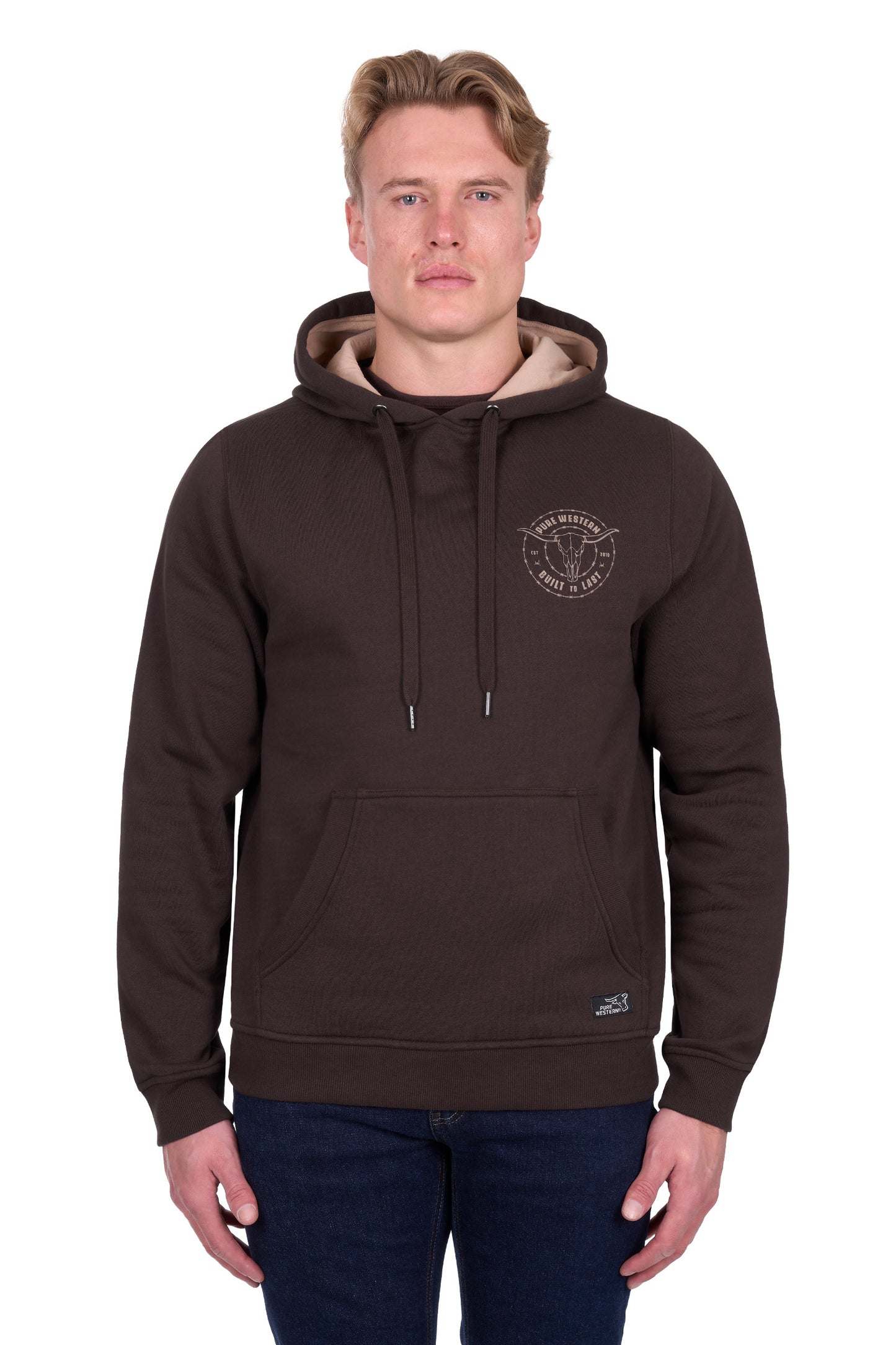 Pure Western Men’s Walker Pullover Hoodie - Chocolate