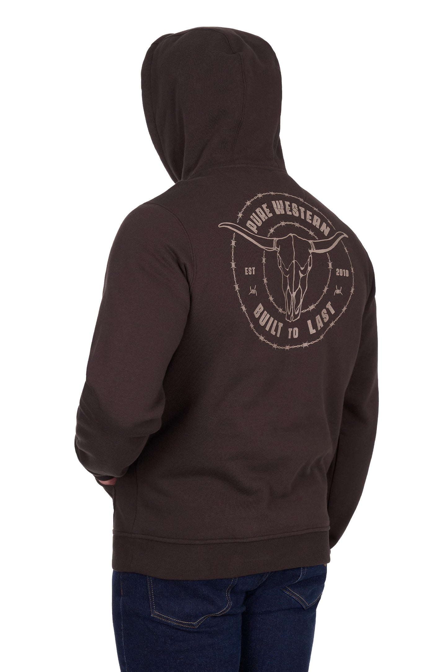 Pure Western Men’s Walker Pullover Hoodie - Chocolate