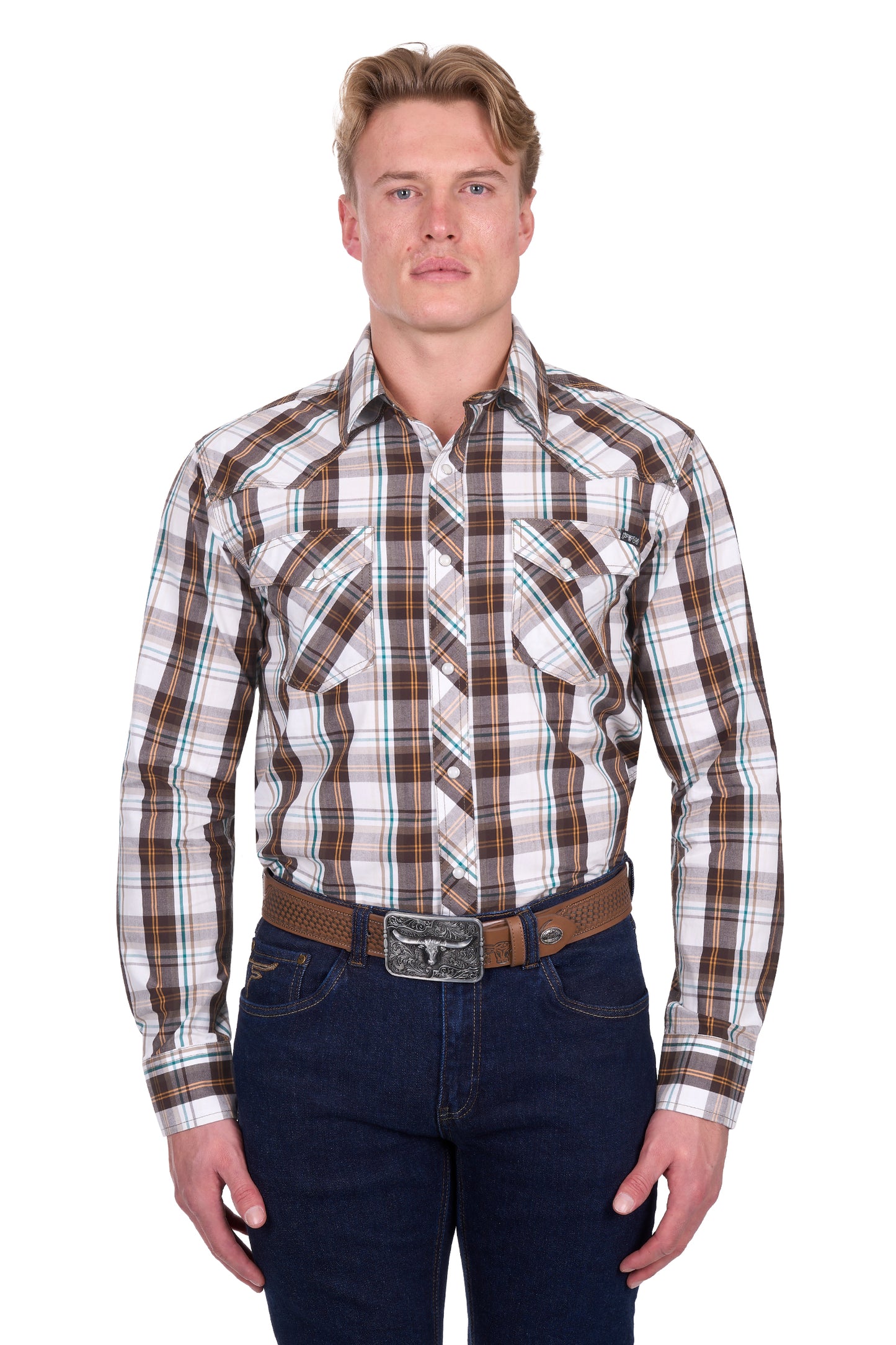 Pure Western Men’s Roger Check Western Long Sleeve Shirt
