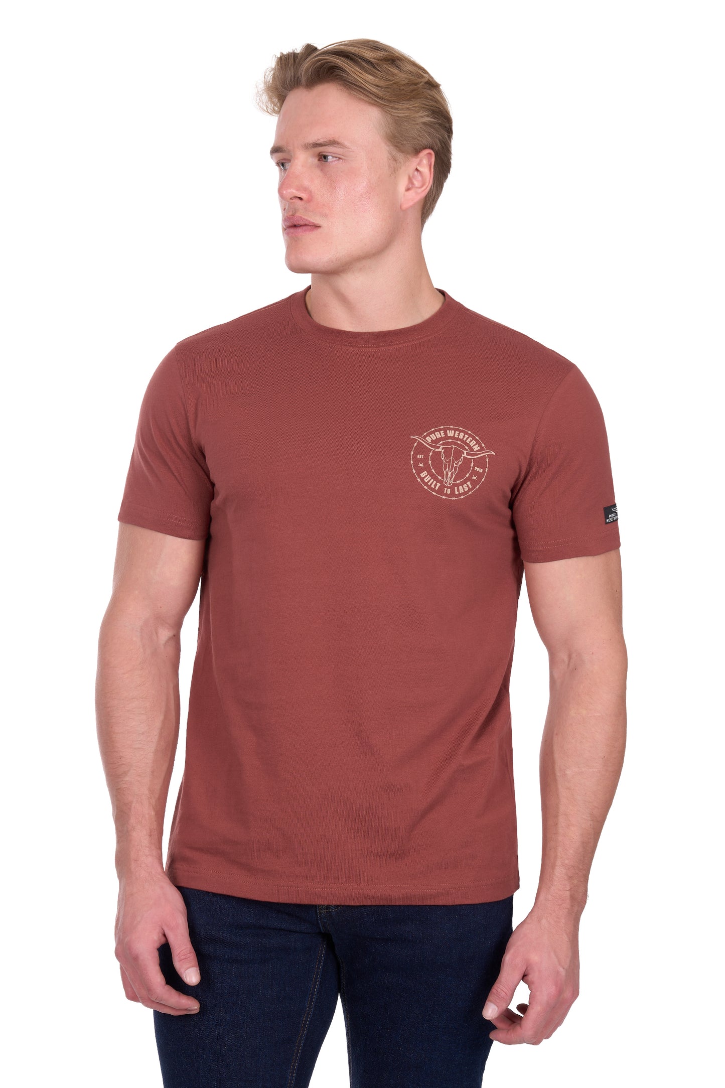 Pure Western Men’s Walker Short Sleeve Tee – Rust