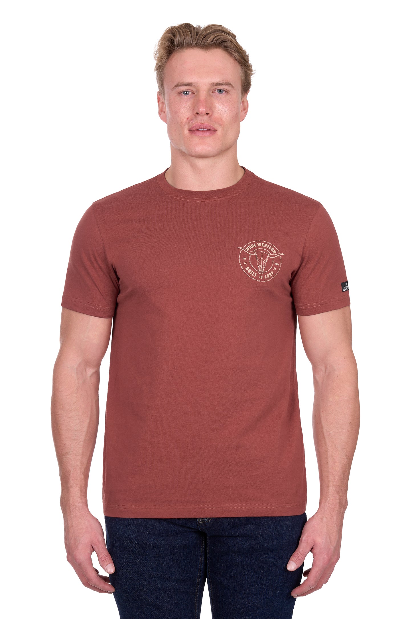 Pure Western Men’s Walker Short Sleeve Tee – Rust
