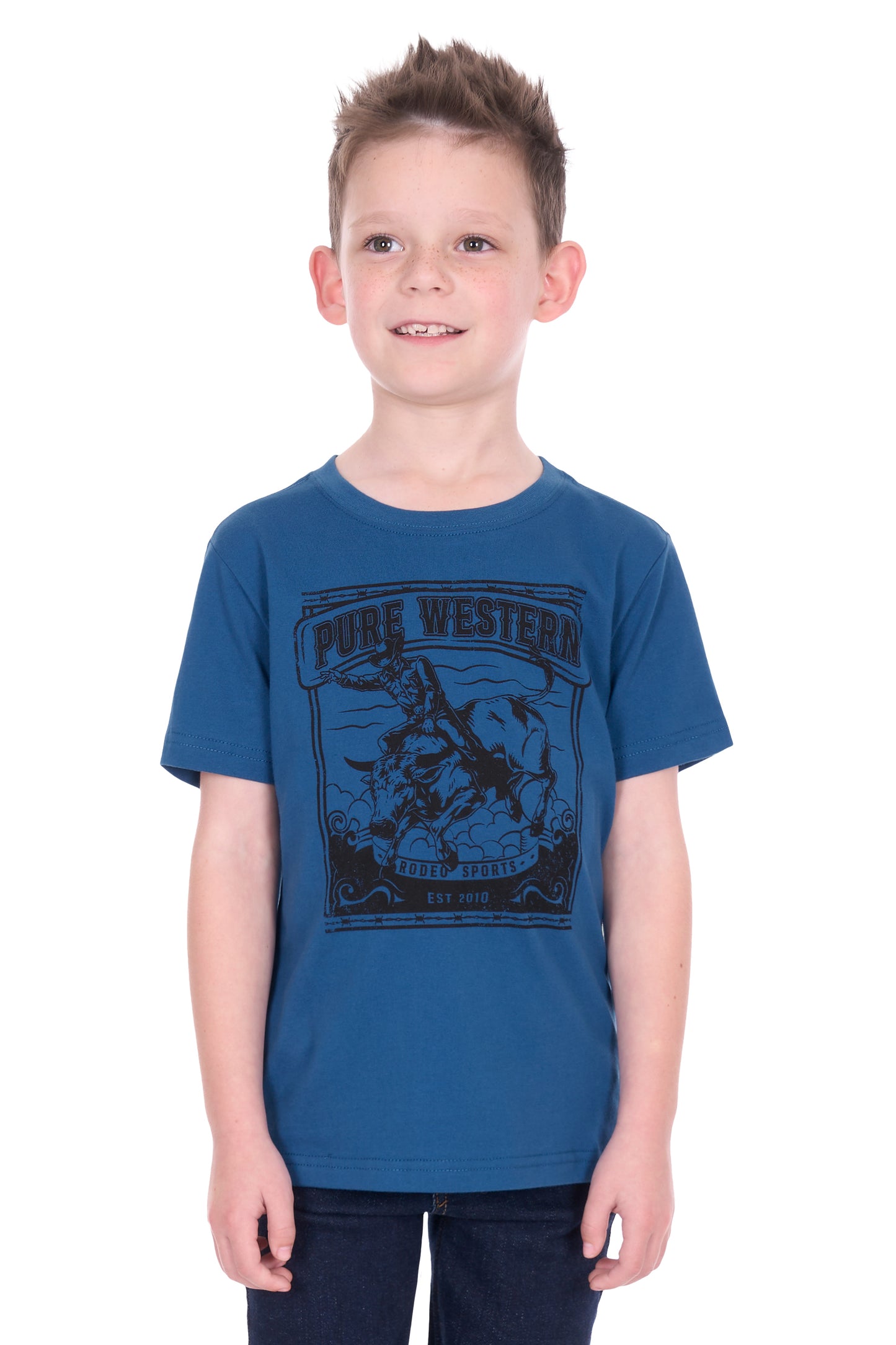 Pure Western Boy’s Rodeo Short Sleeve Tee – Denim