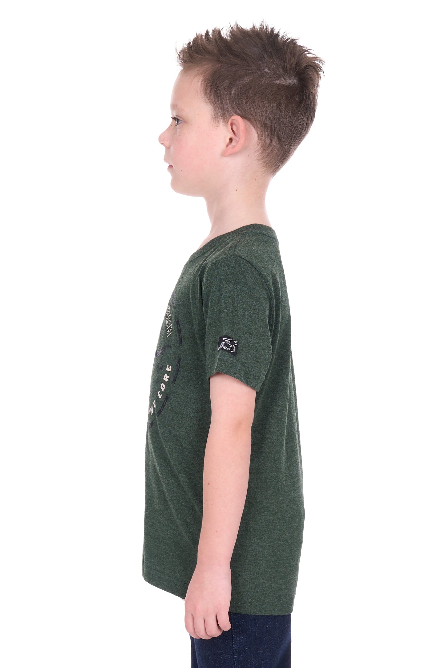Pure Western Boy’s Oscar Short Sleeve Tee – Green Marle