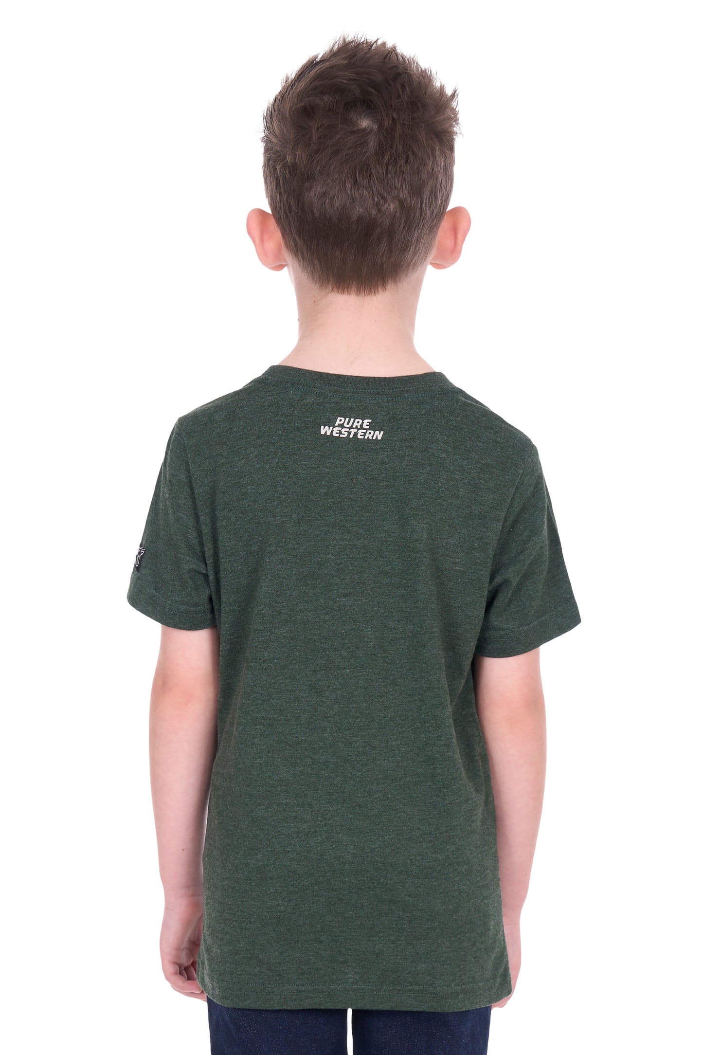 Pure Western Boy’s Oscar Short Sleeve Tee – Green Marle