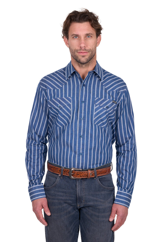 Wrangler Men’s Roy Stripe Western Button Down Long Sleeve Shirt