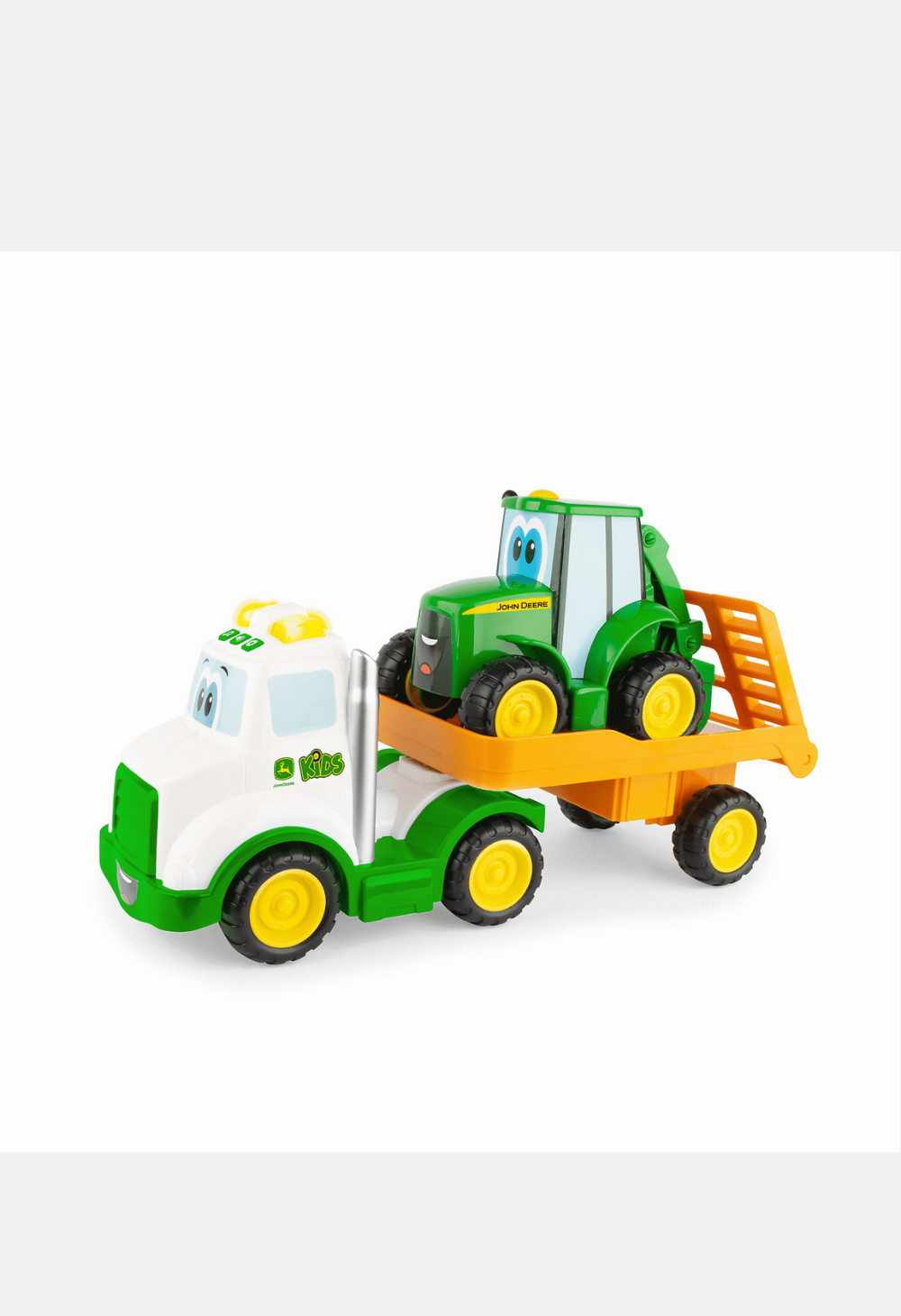 John Deere Lights & Sounds Farmin' Friends Toy Hauling Set with Truck and Backhoe Tractor