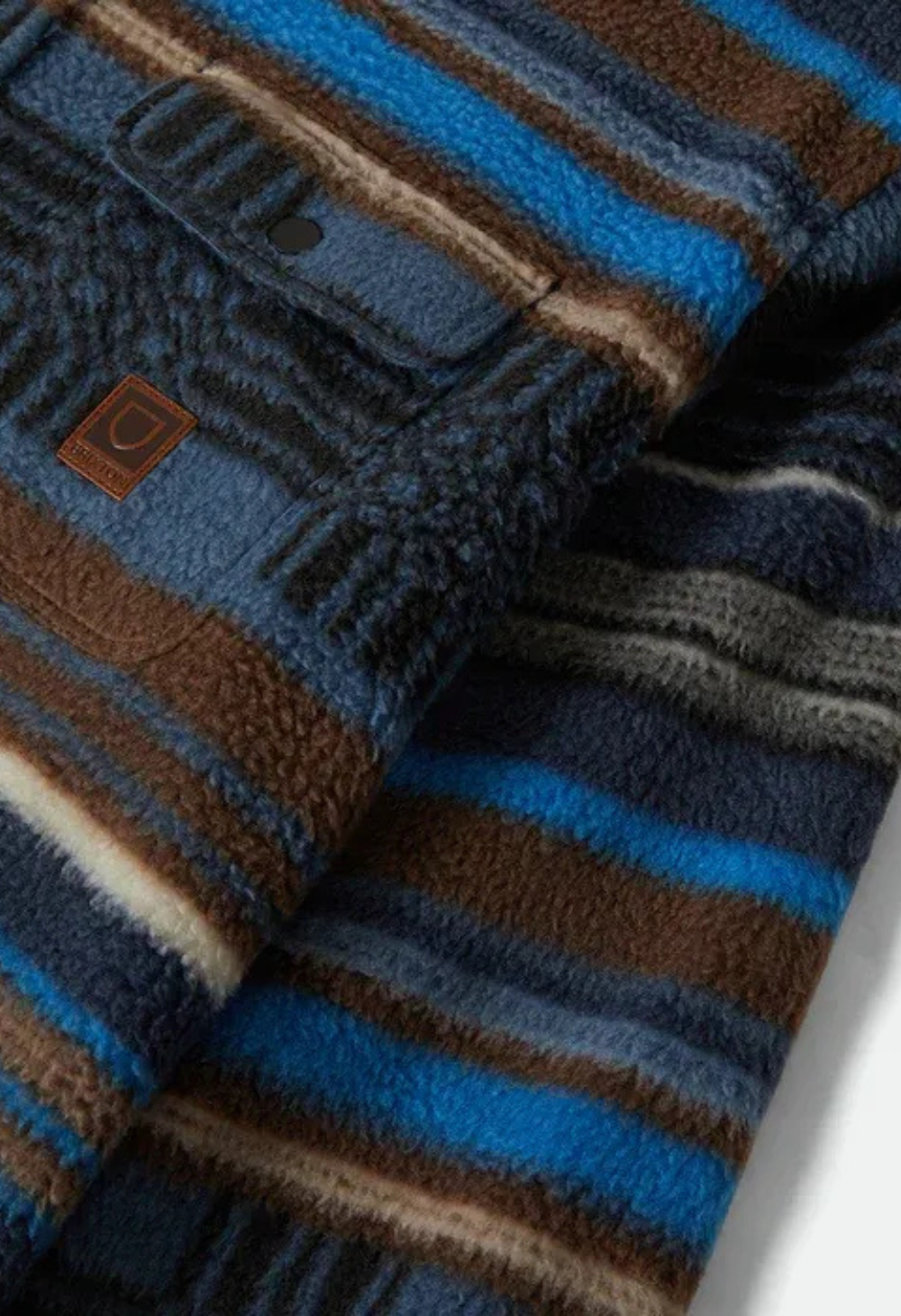 Brixton Men's Bowery Long Sleeve Arctic Stretch Fleece - Mood Indigo Blanket Stripe