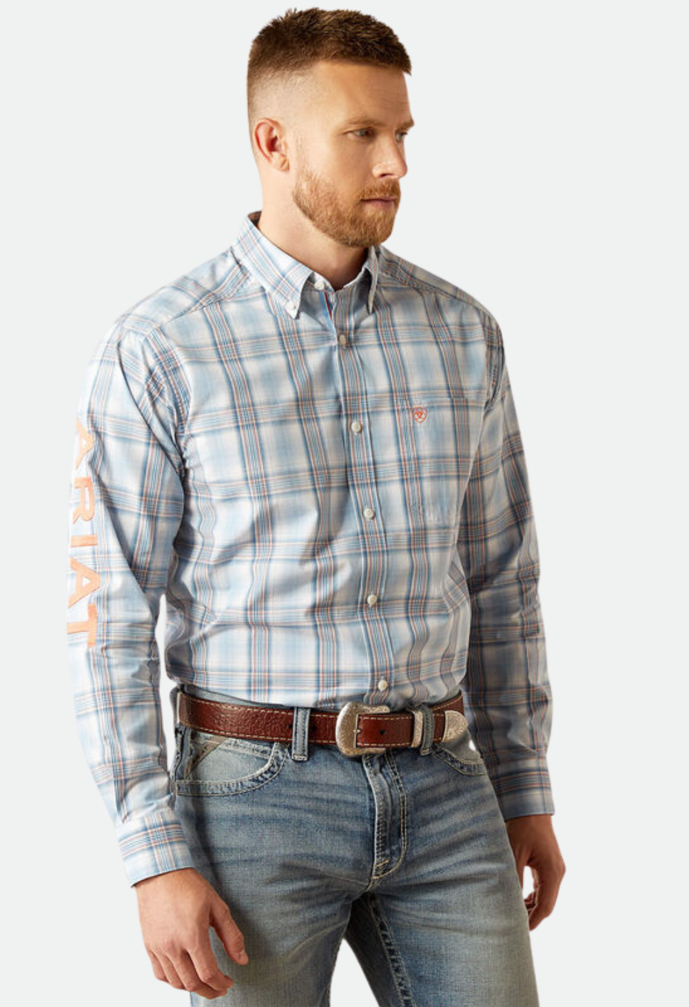 Ariat Men's Pro Series Team Finnegan Classic Fit Shirt -  BLUE/ORANGE