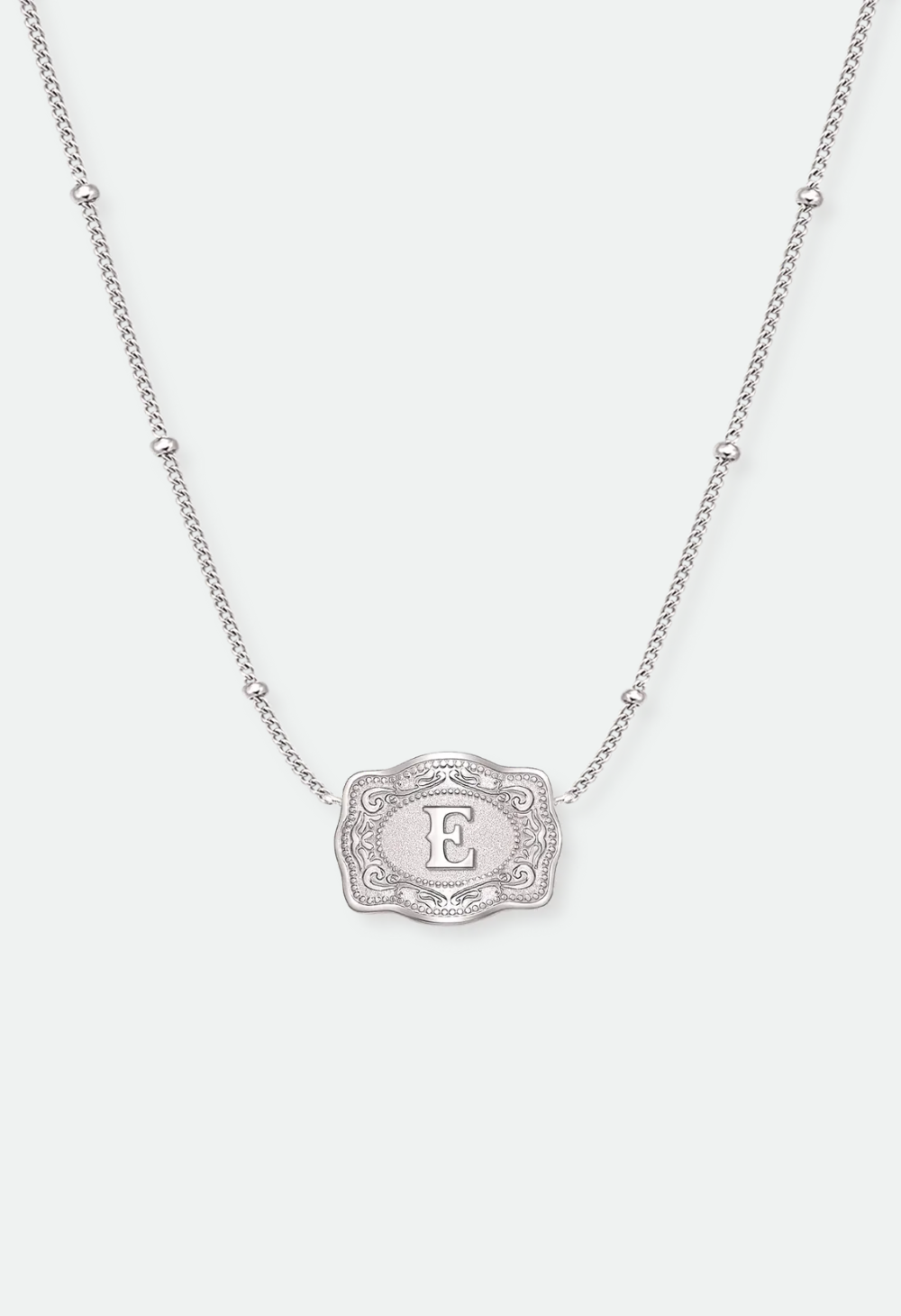 SpurWest Ultra Mini Belt Buckle Necklace (Initial) - Silver