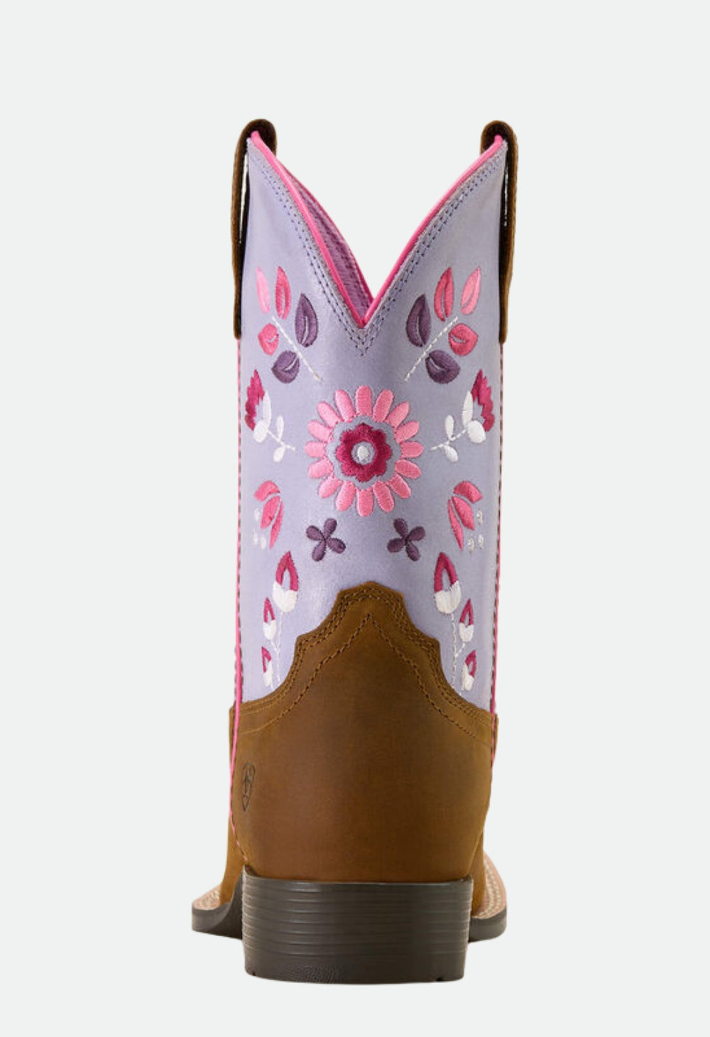 Ariat Girls' Wild Bloom Western Boots Square Toe - Distressed Brown|Mytic Lavender