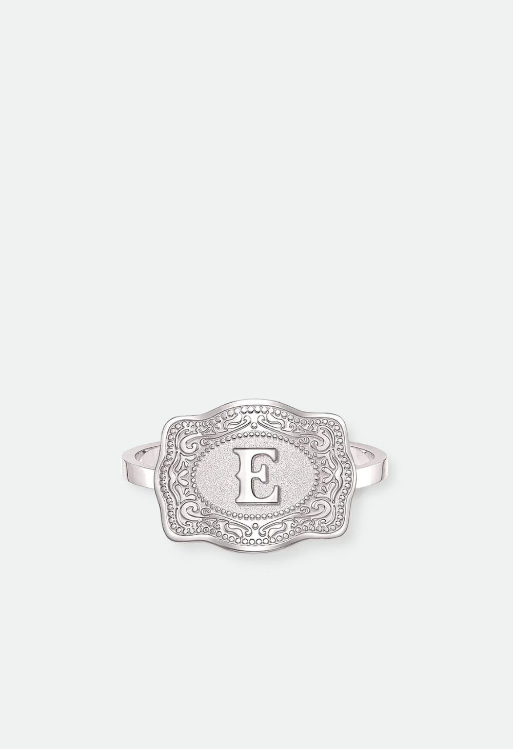 SpurWest Mini Belt Buckle Ring (Initial) U.S. Ring size 6-10 below - half sizes available- Silver