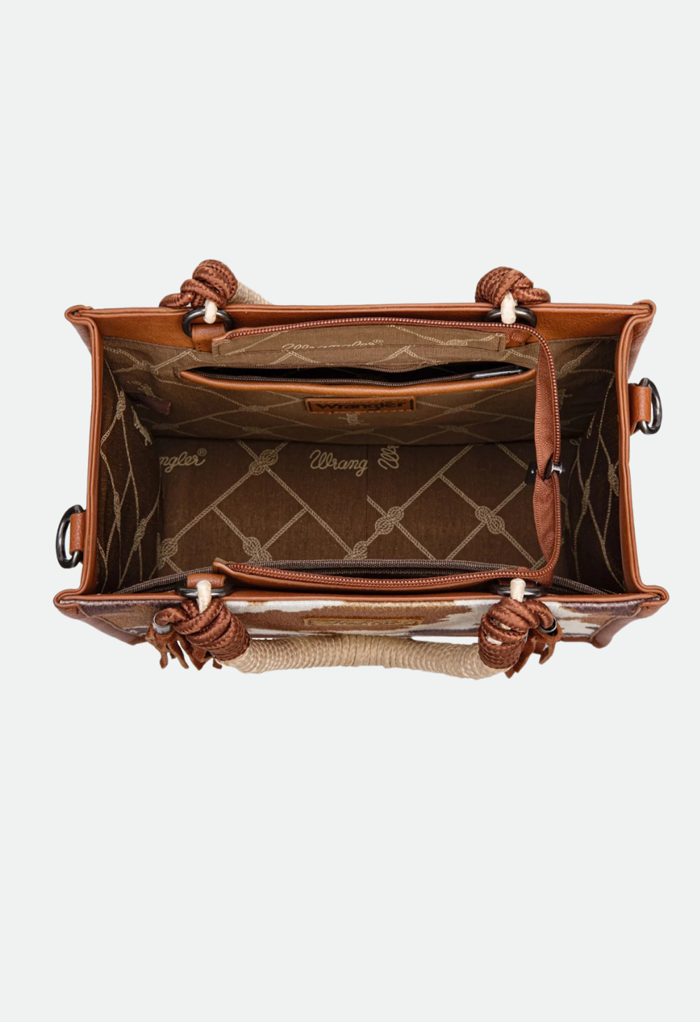Wrangler Ladies Cow Print Tassel Crossbody Bag