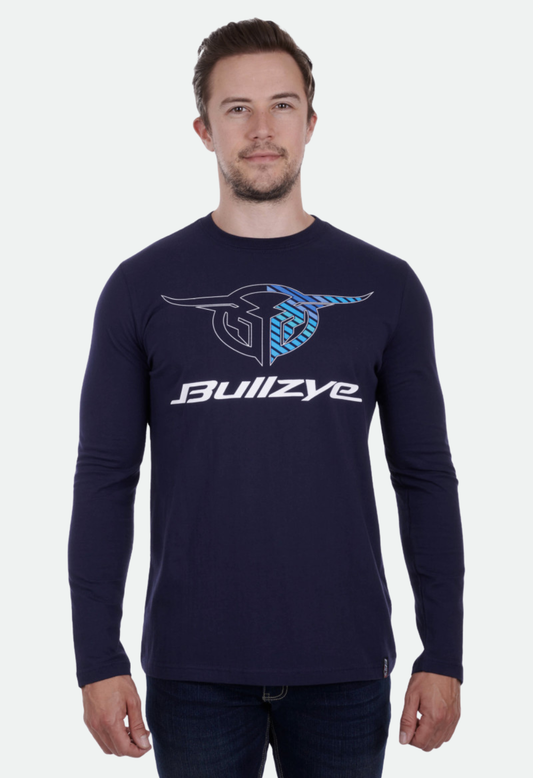 BULLZYE MENS MAXWELL LONG SLEEVE TEE (NAVY)-clearance
