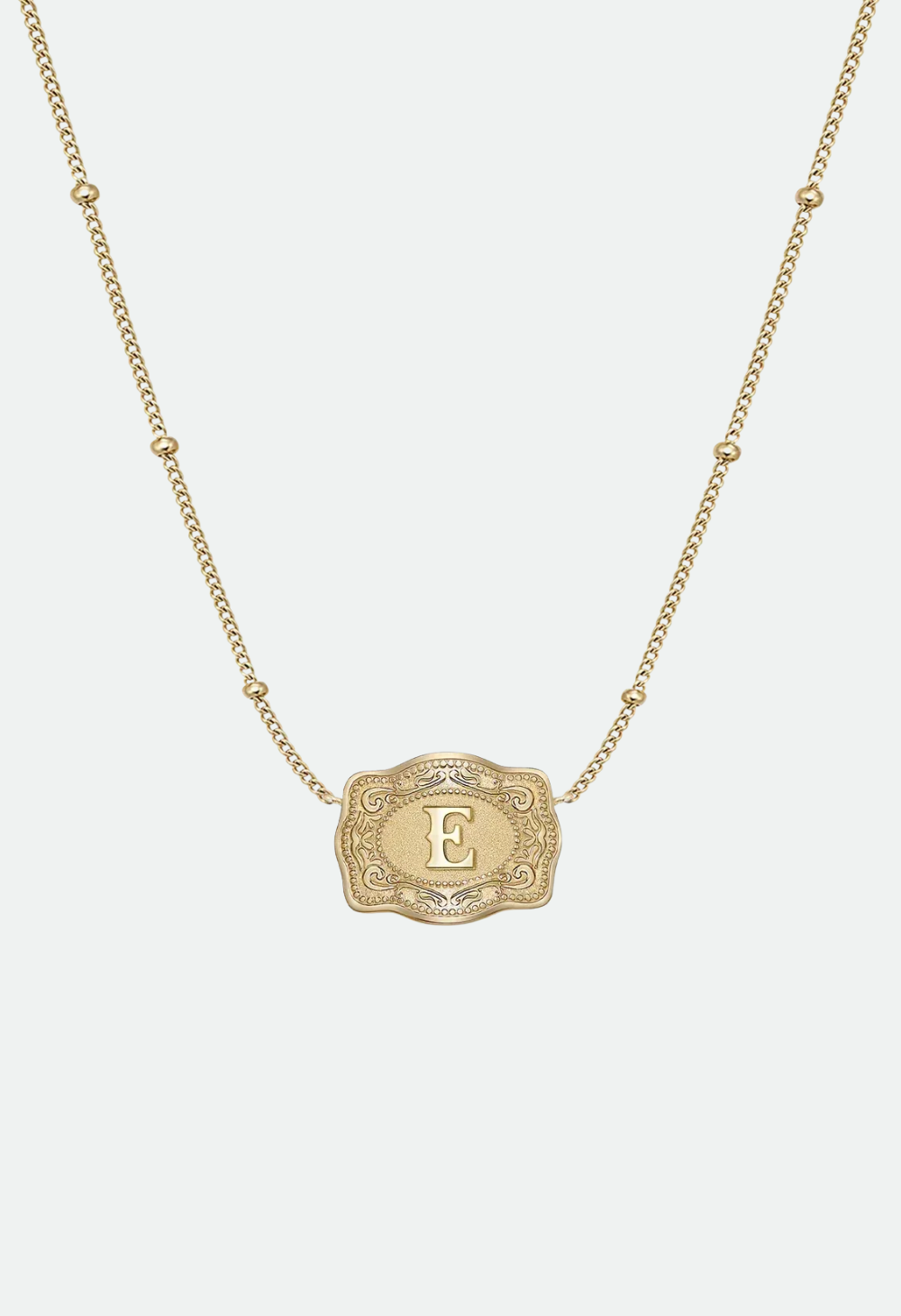 SpurWest Ultra Mini Belt Buckle Necklace (Initial) - Gold