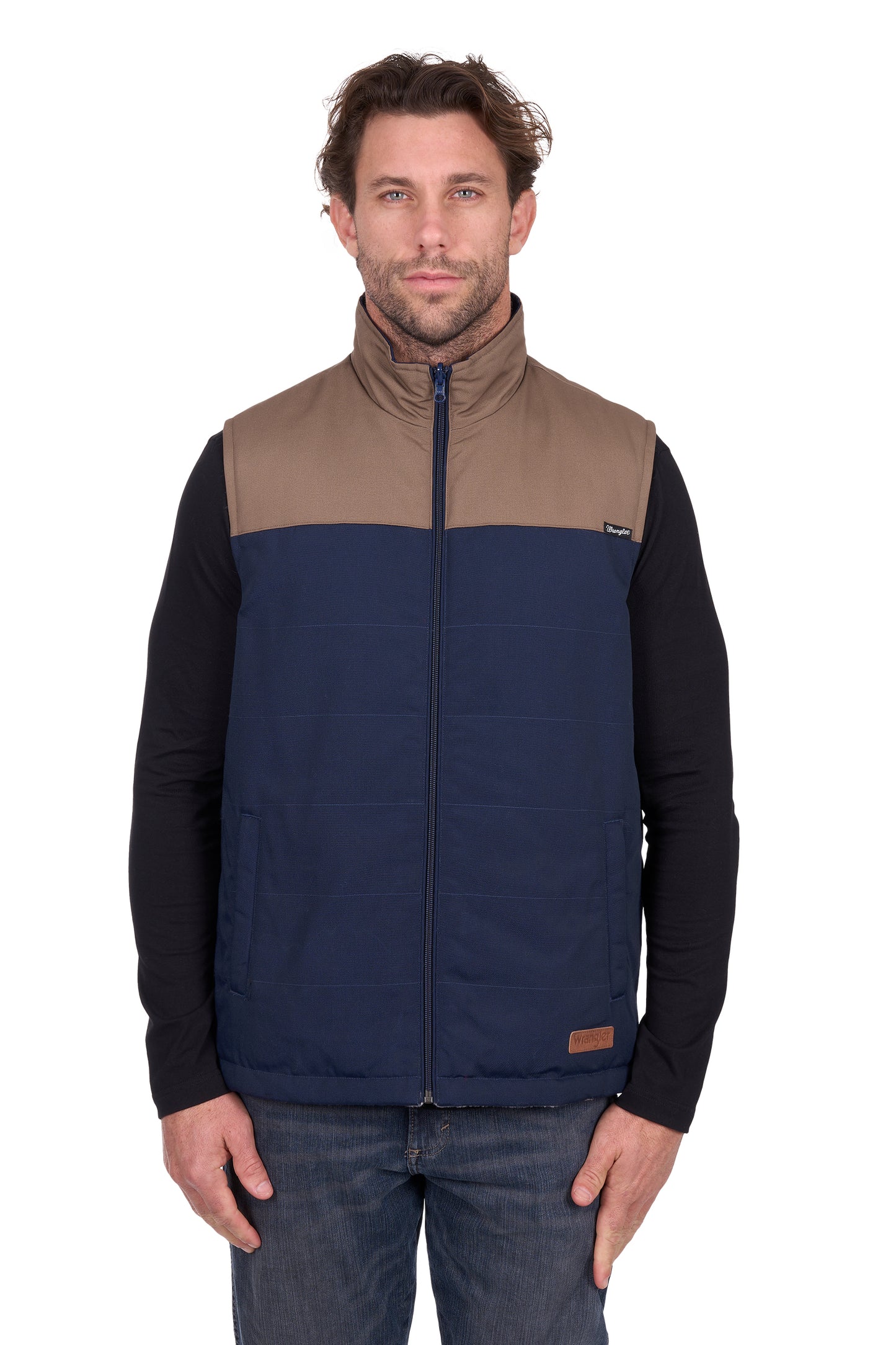 Wrangler Men’s Dean Reversible Vest - Navy/Tan