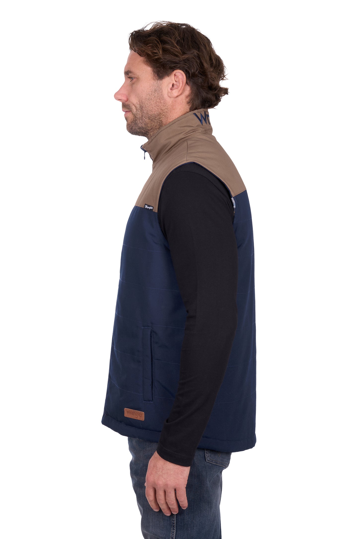 Wrangler Men’s Dean Reversible Vest - Navy/Tan