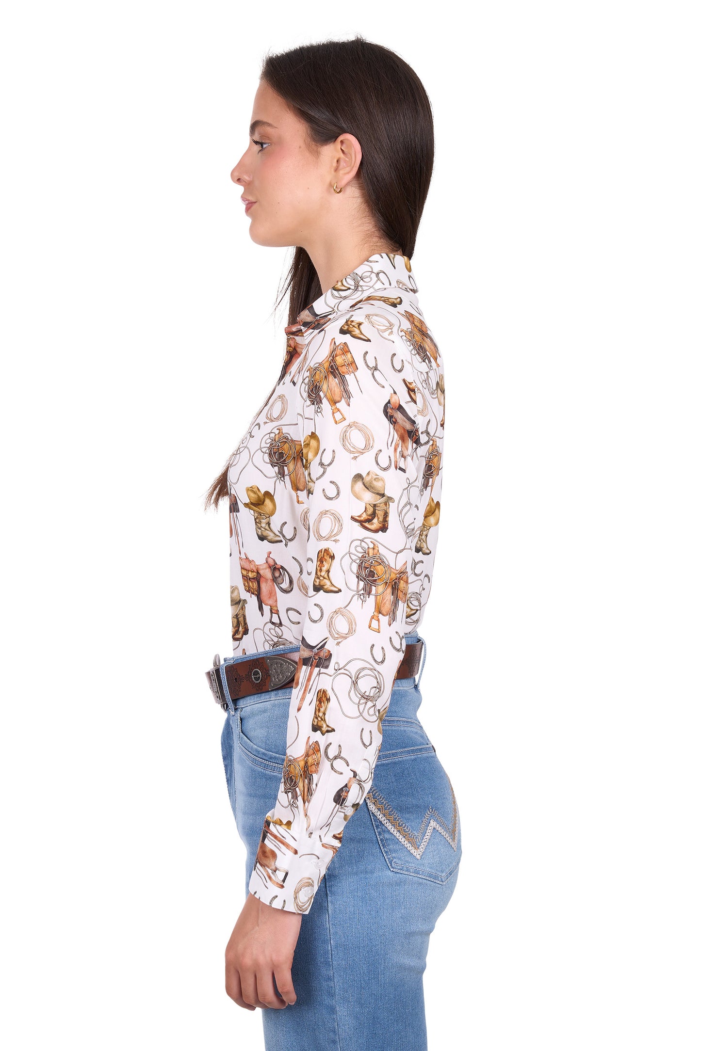 Wrangler Women’s Marilyn Print Long Sleeve Shirt - Ivory