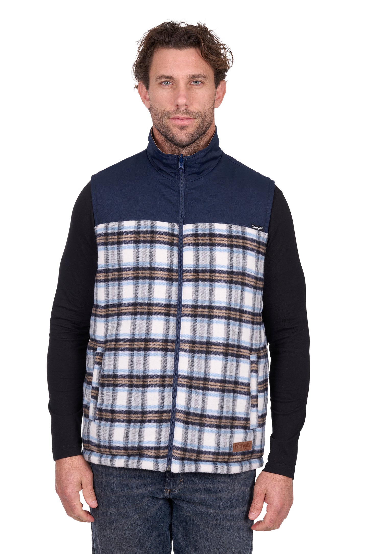 Wrangler Men’s Dean Reversible Vest - Navy/Tan