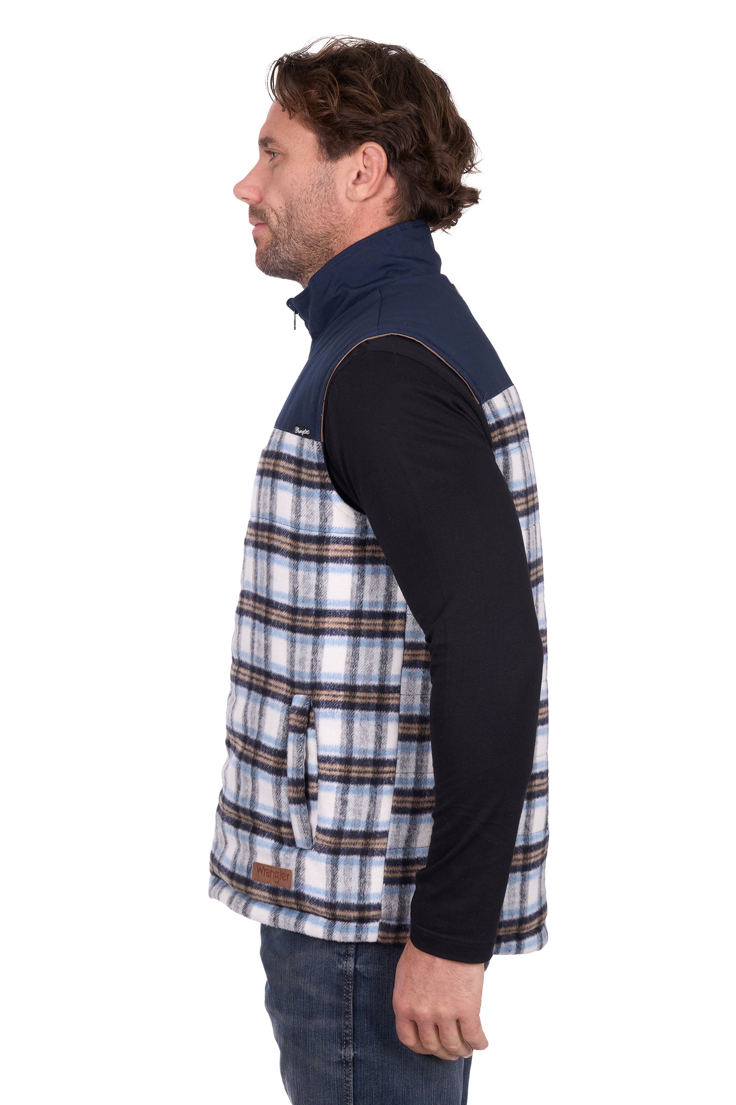 Wrangler Men’s Dean Reversible Vest - Navy/Tan