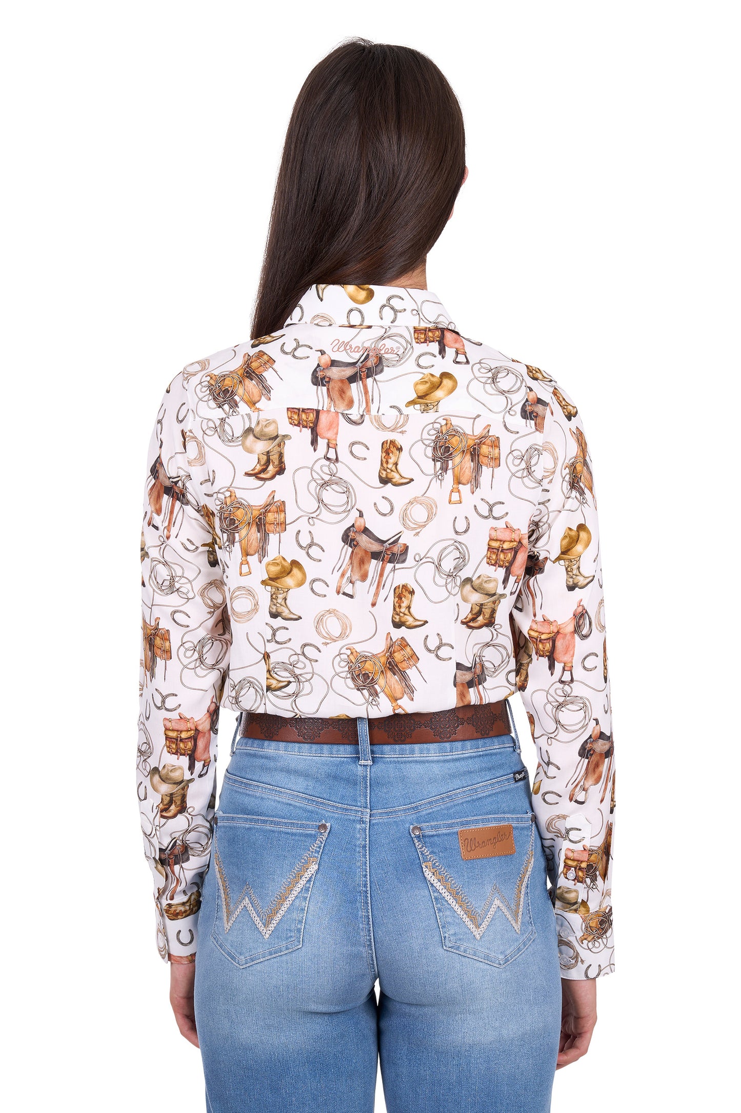 Wrangler Women’s Marilyn Print Long Sleeve Shirt - Ivory