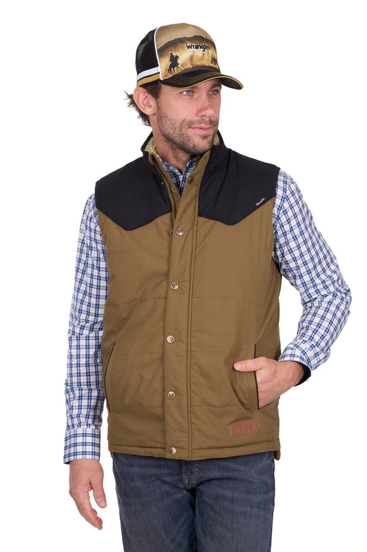 Wrangler Men’s Ruben Vest - Dark Tan/Black