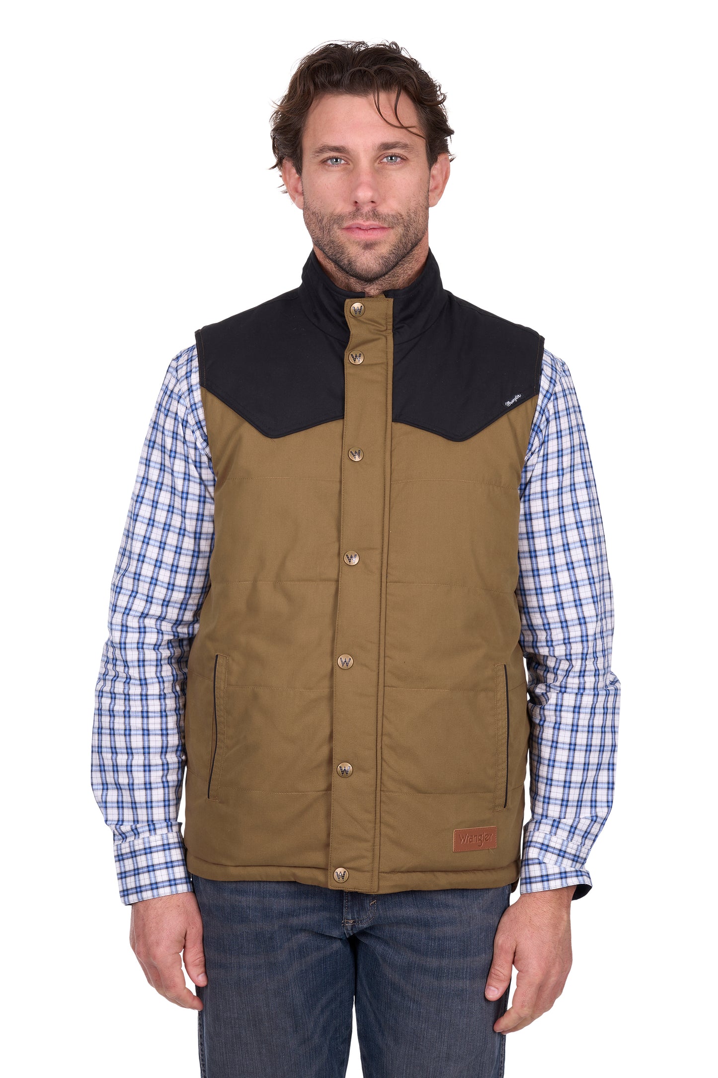 Wrangler Men’s Ruben Vest - Dark Tan/Black