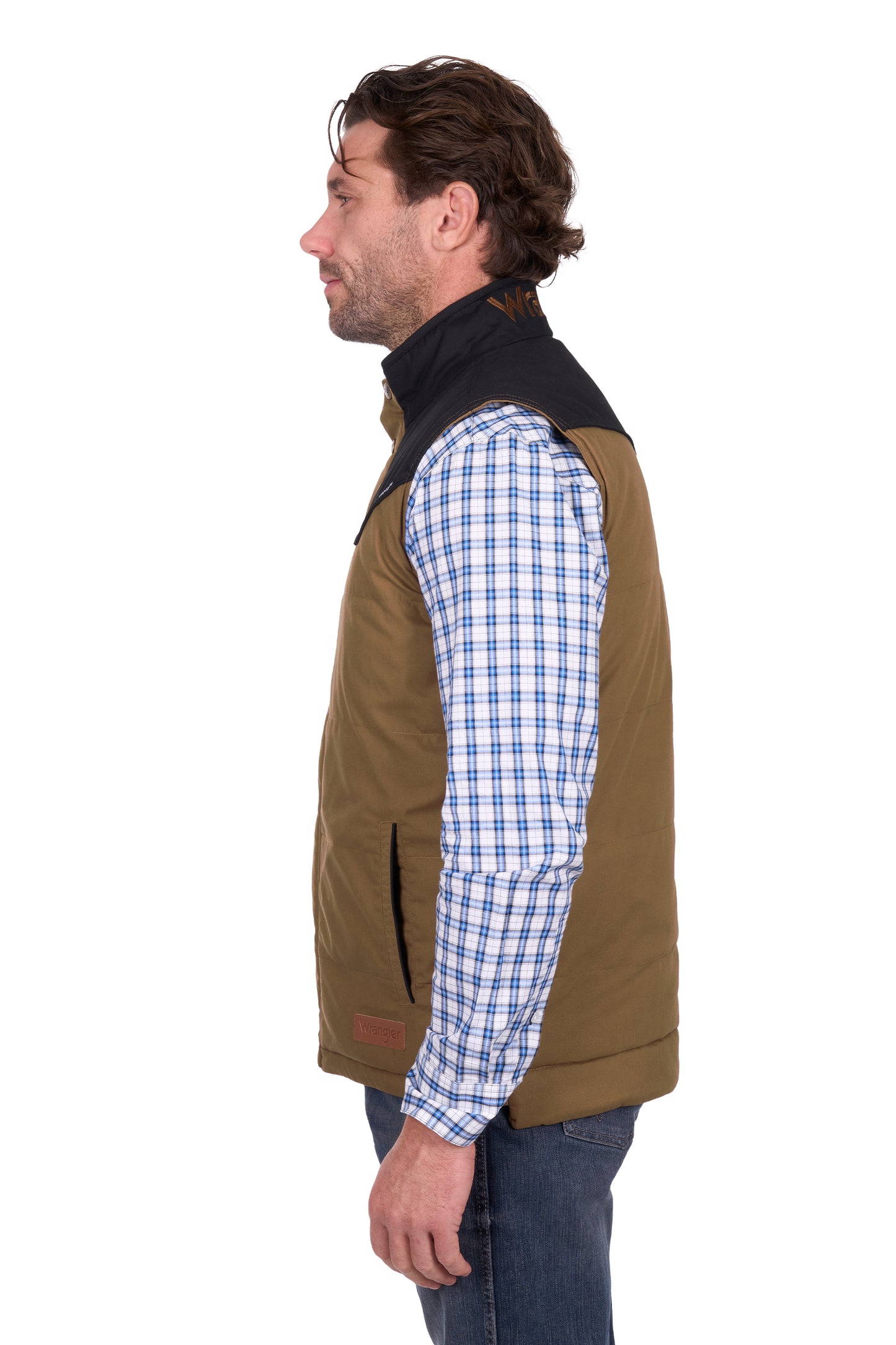 Wrangler Men’s Ruben Vest - Dark Tan/Black