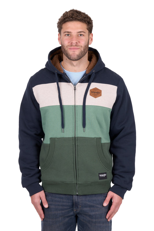 Wrangler Men’s Dwayne Zip Through Hoodie - Navy/Cypress