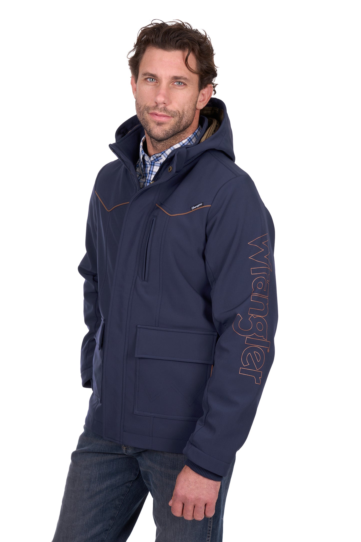 Wrangler Men’s Cade Logo Softshell Jacket - Navy