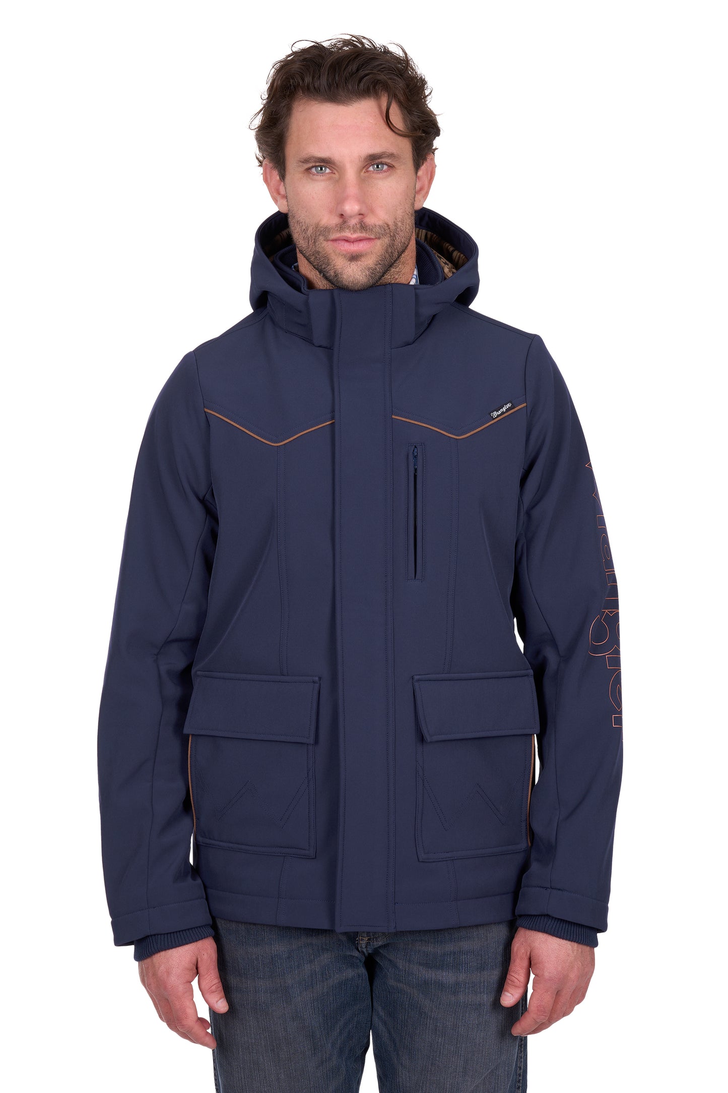 Wrangler Men’s Cade Logo Softshell Jacket - Navy