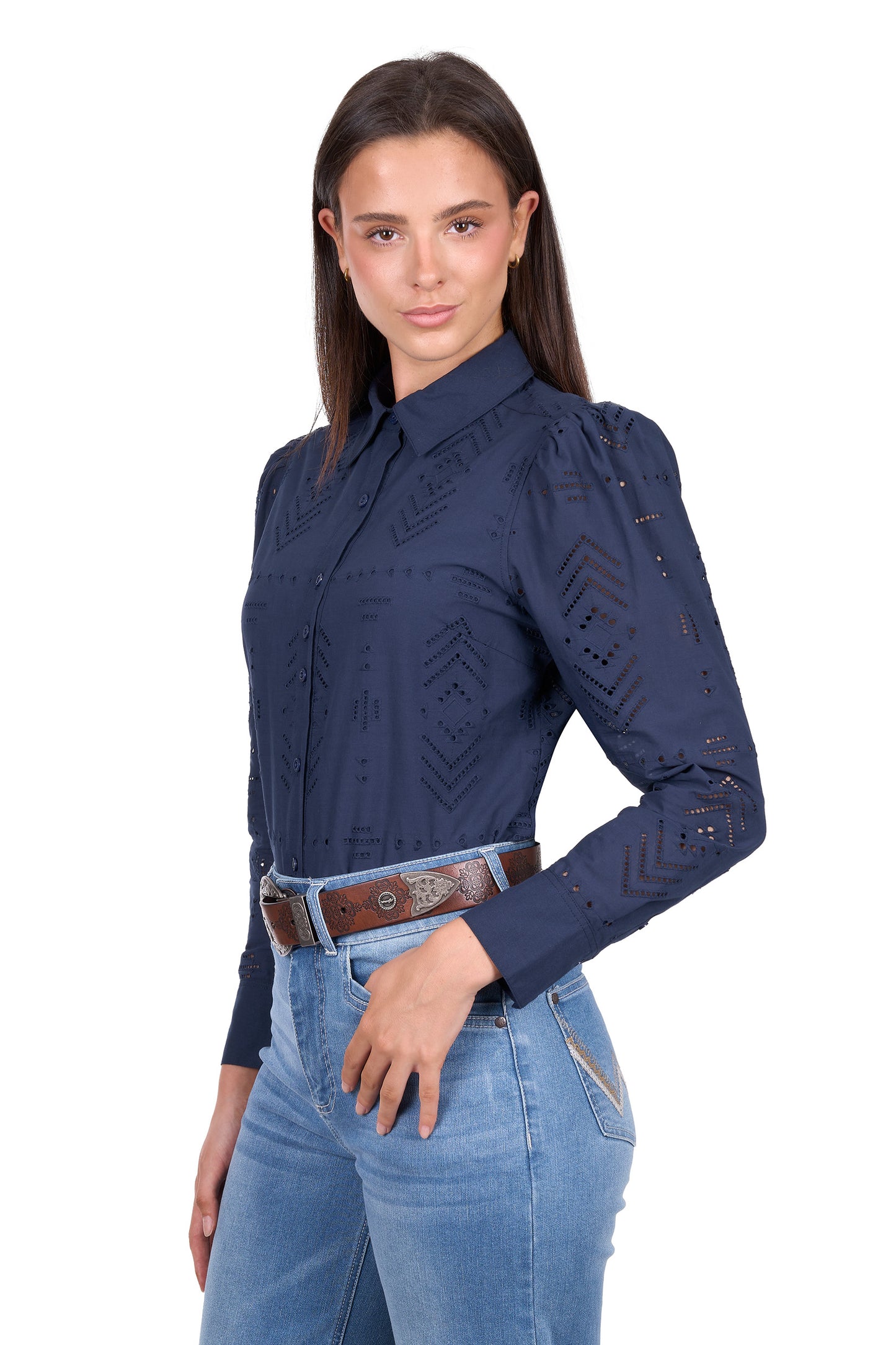 Wrangler Women’s Lilly Long Sleeve Shirt - Navy