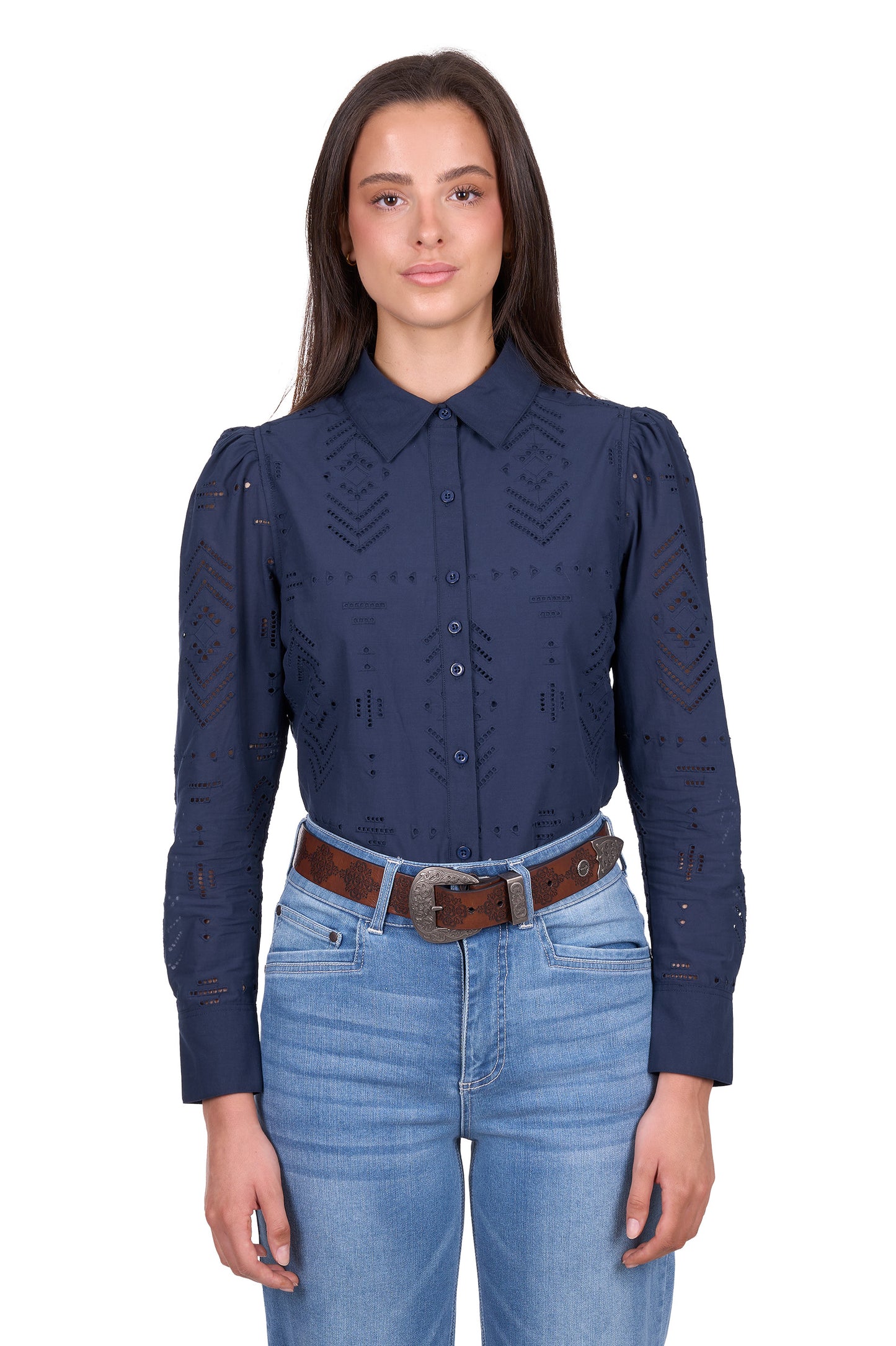 Wrangler Women’s Lilly Long Sleeve Shirt - Navy