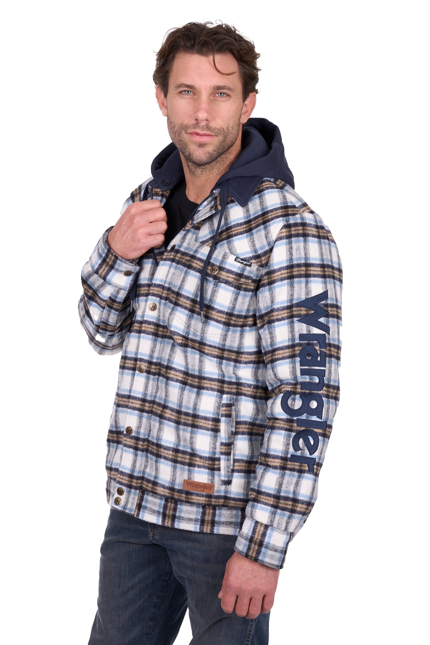 Wrangler Men’s Mitchell Logo Shirt Jacket - Blue/White