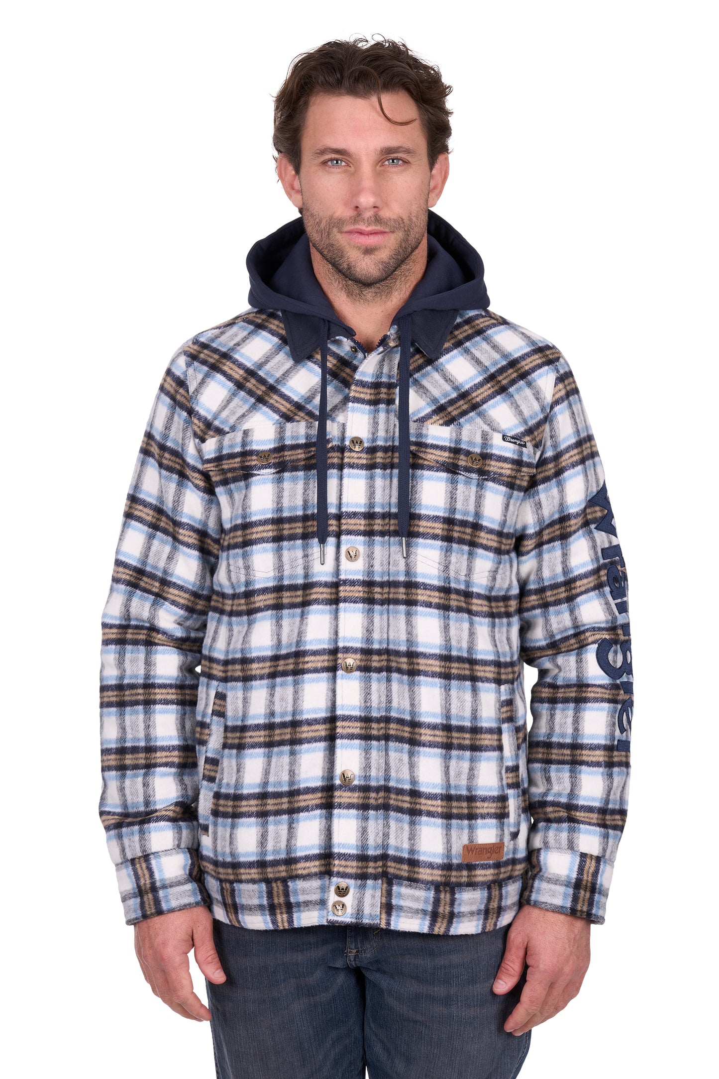 Wrangler Men’s Mitchell Logo Shirt Jacket - Blue/White