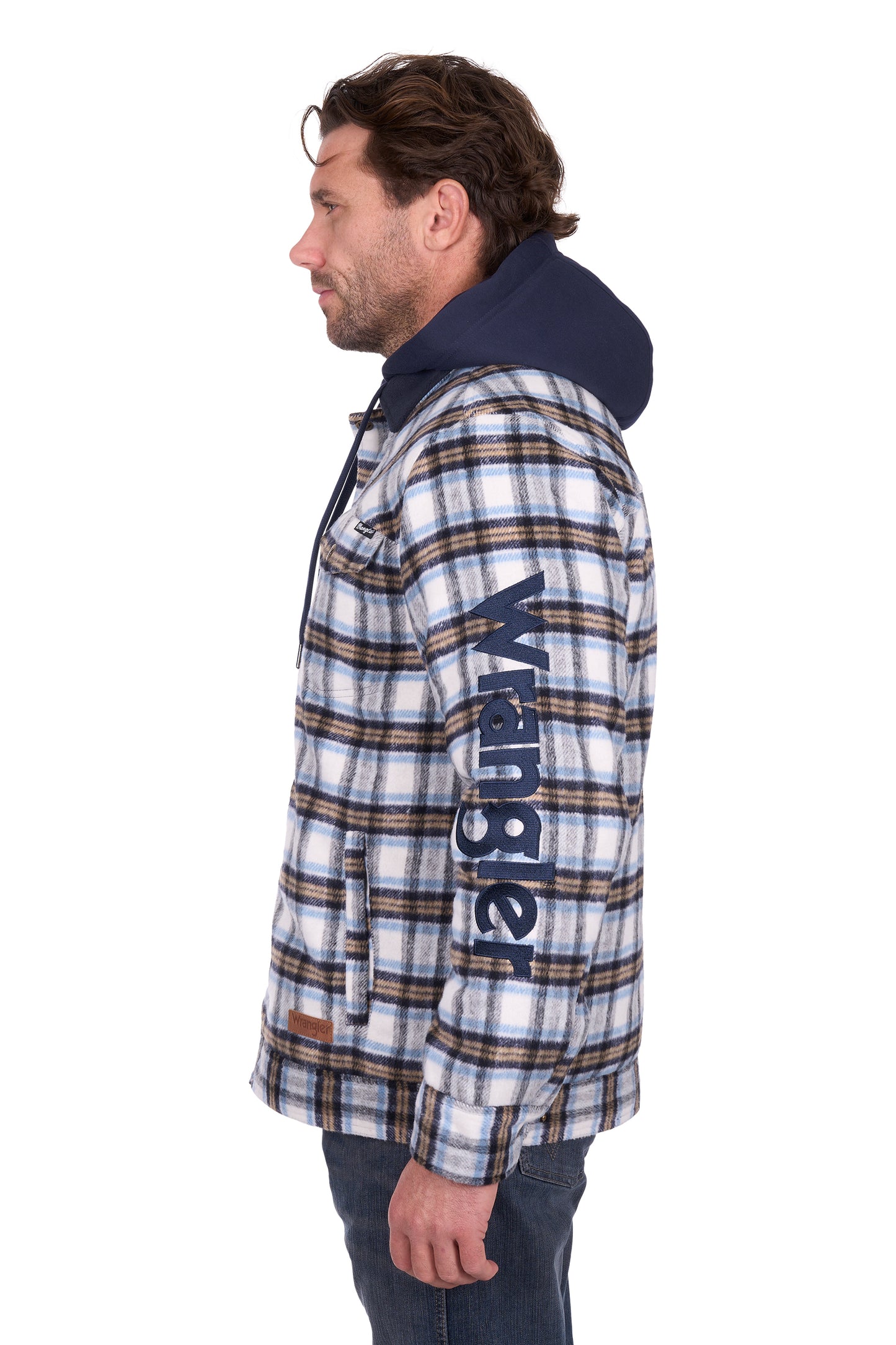 Wrangler Men’s Mitchell Logo Shirt Jacket - Blue/White