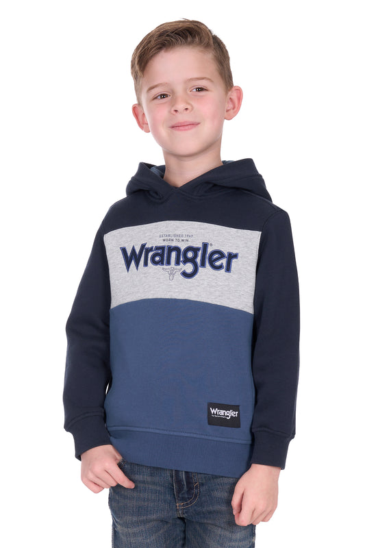 Wrangler Boy’s Clinton Pullover Hoodie - Navy/Denim