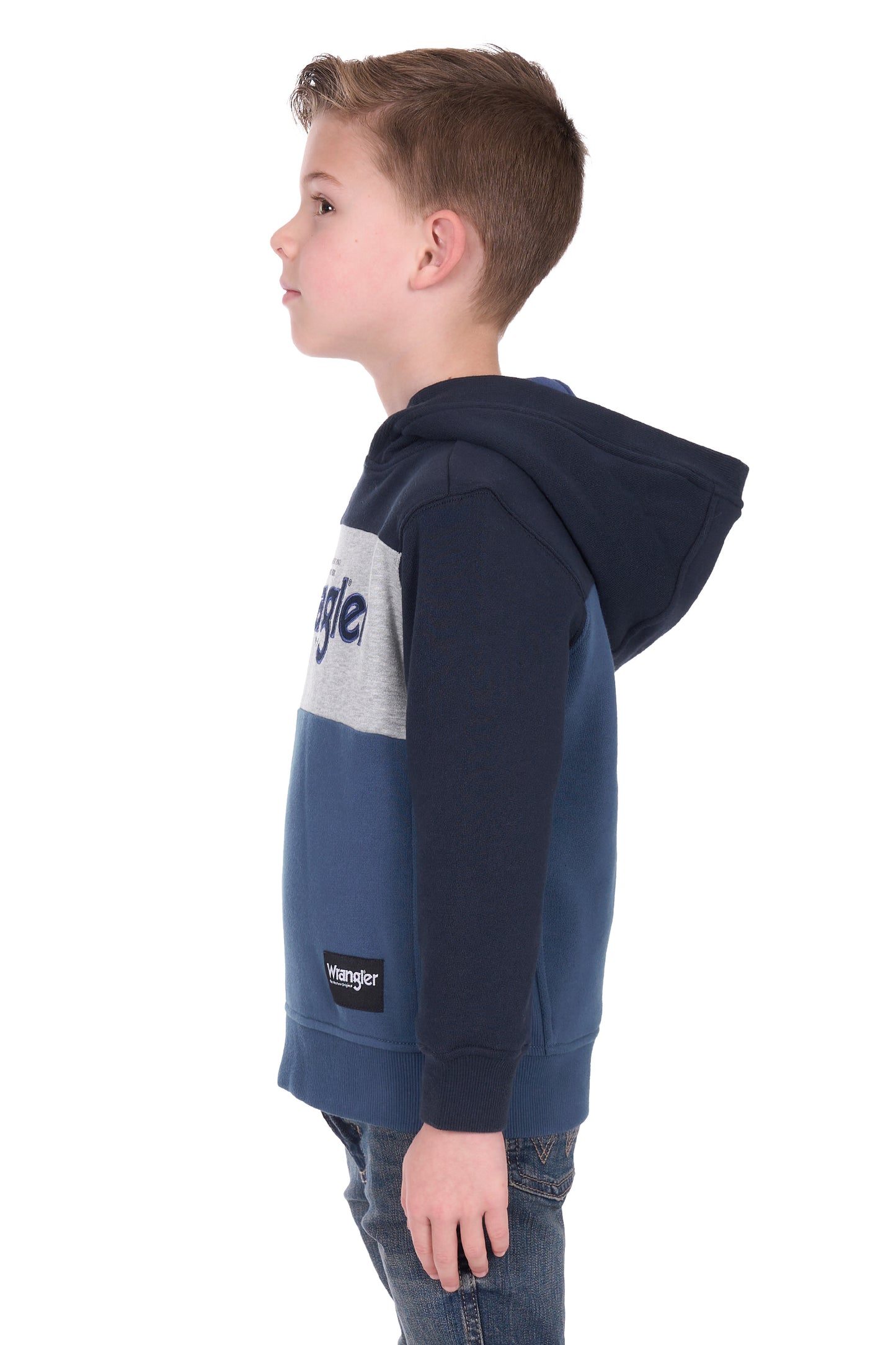 Wrangler Boy’s Clinton Pullover Hoodie - Navy/Denim