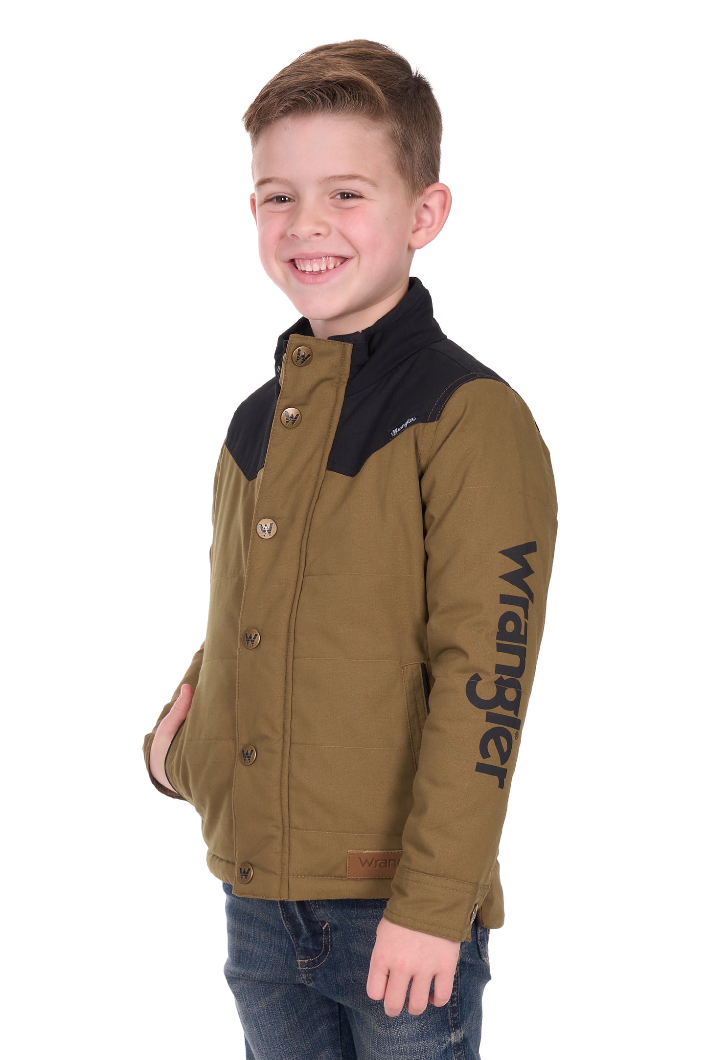 Wrangler Boy’s Ruben Jacket - Dark Tan/Black