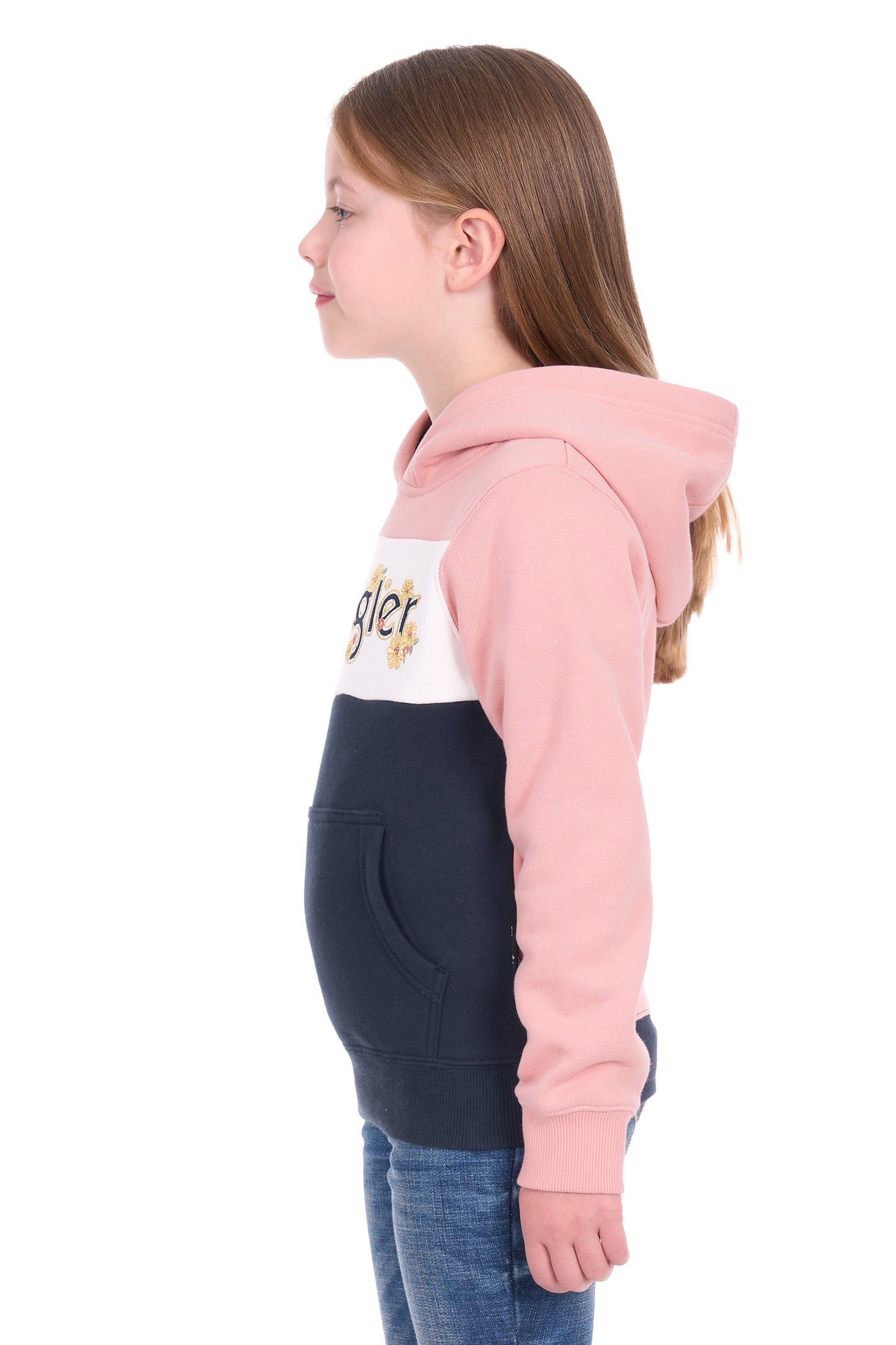 Wrangler Girl’s Brooke Pullover Hoodie - Rose/Navy