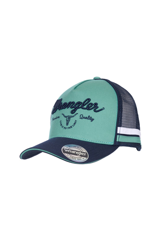 Wrangler Arthur High Profile Trucker Cap - Sage/Navy