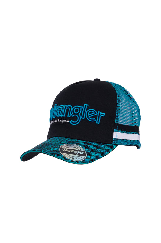 Wrangler Dennis High Profile Trucker Cap - Black/Teal