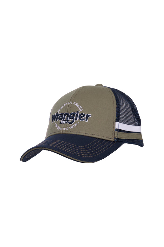 Wrangler Cole 6 Panel Trucker Cap - Tan/Navy
