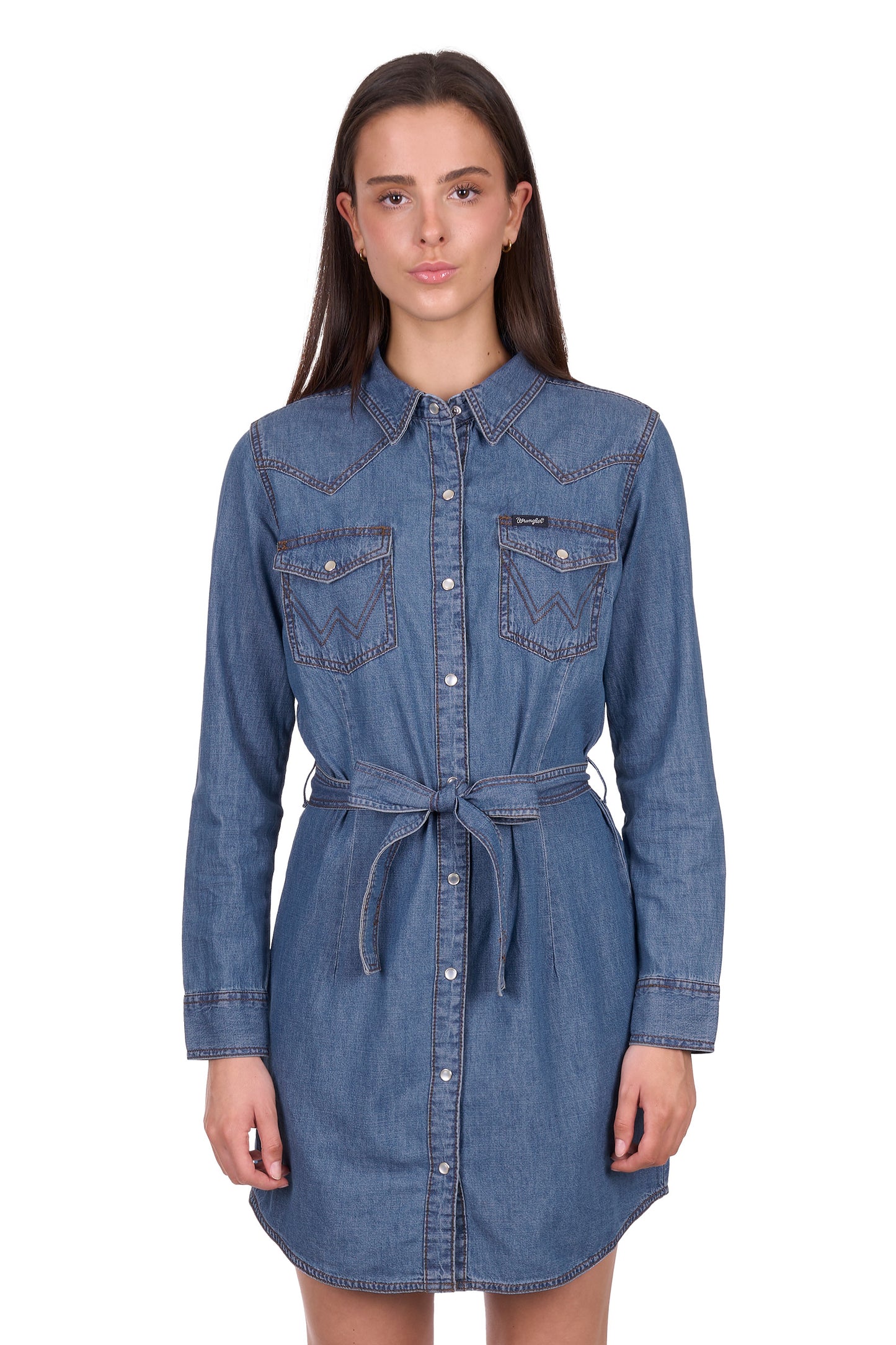 Wrangler Women’s Wendy Denim Dress – Blush/Mood Indigo
