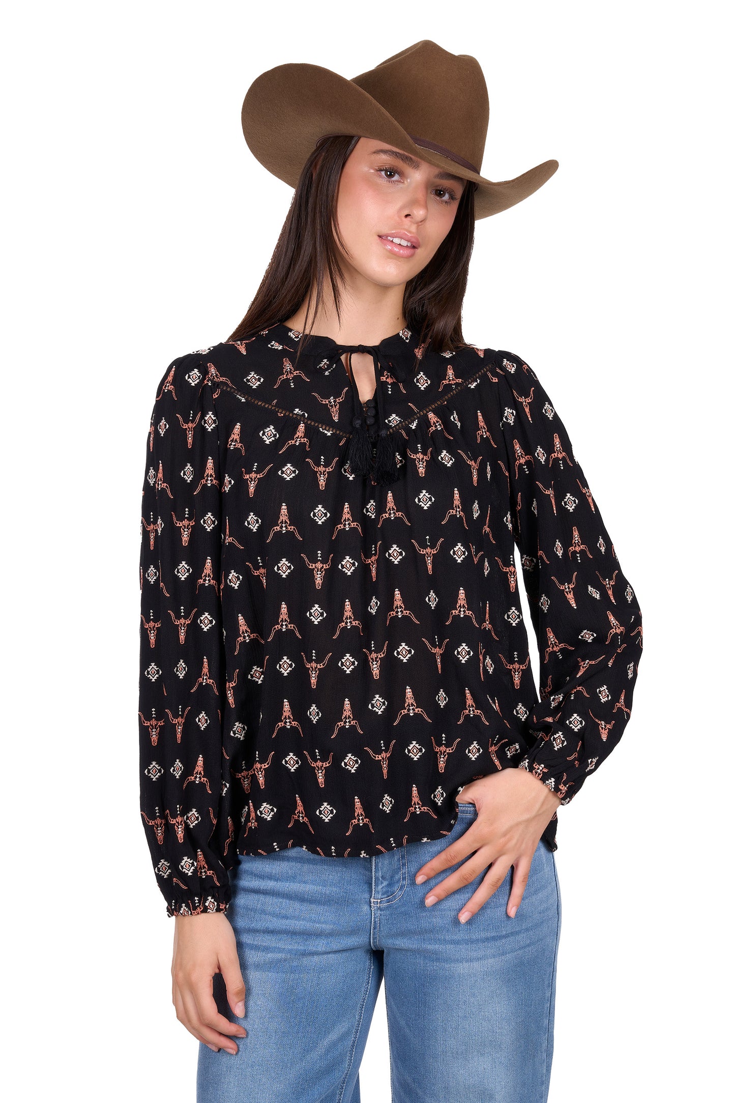 Wrangler Women’s Lucille Long Sleeve Blouse – Black